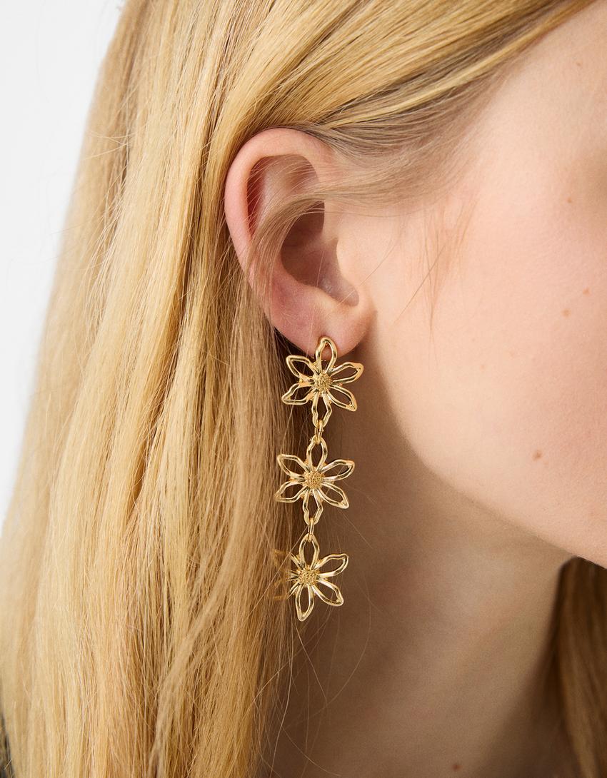 أقراط متدلية زهرة سايجناتشر اديشن-ذهبي-3