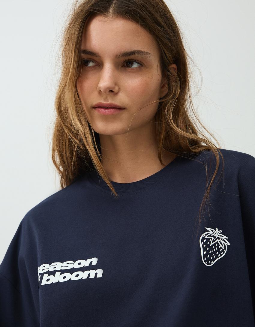 Camiseta manga corta print-Marino