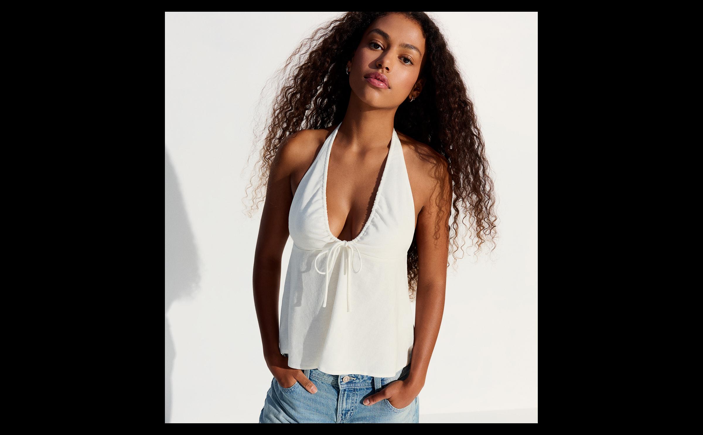 Linen halter top — Off white