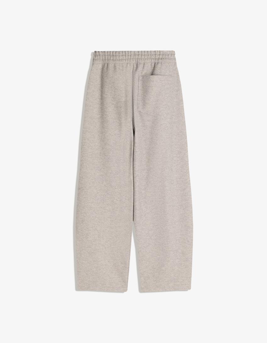 Balloon fit broek van synthetische wol met bandplooien-Grijs