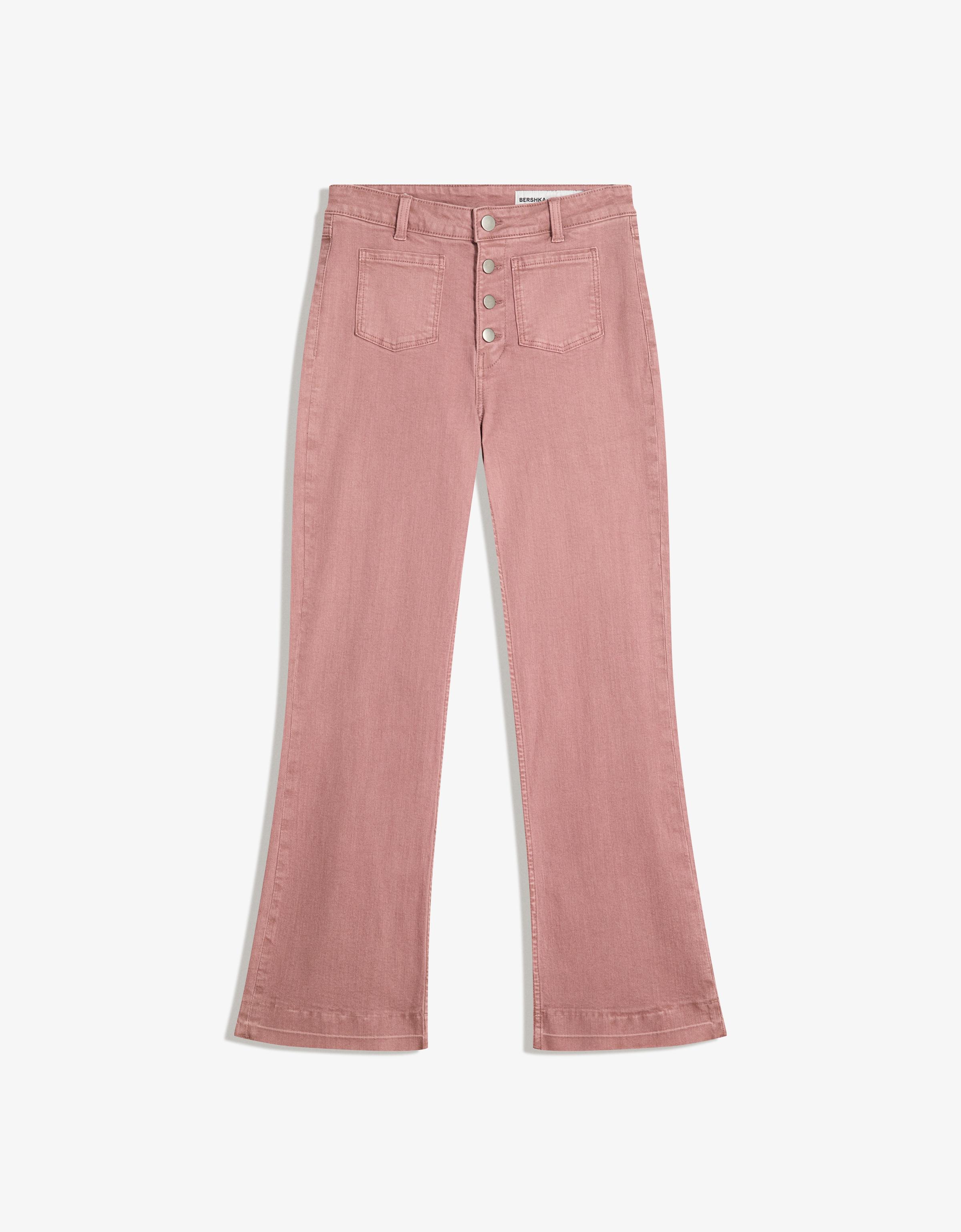 Bershka Cropped Schlaghose Damen 42 Rosa