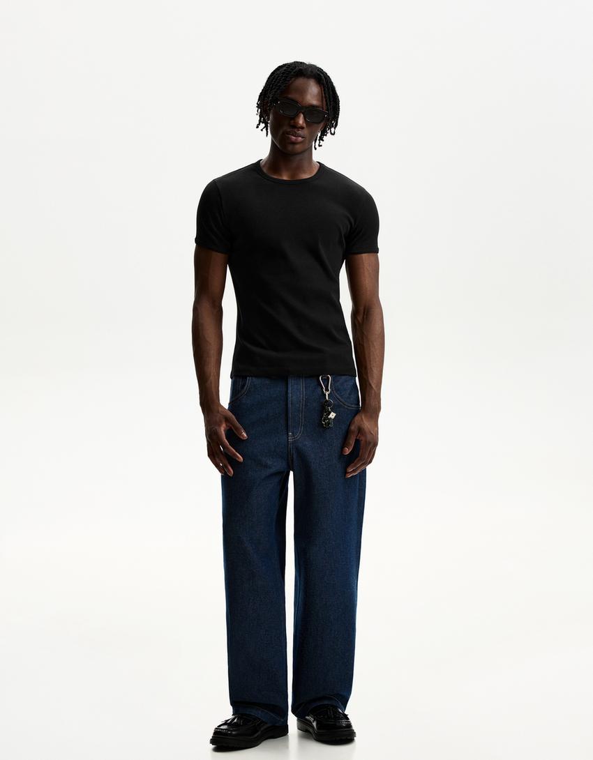Geribd T-shirt met korte mouw