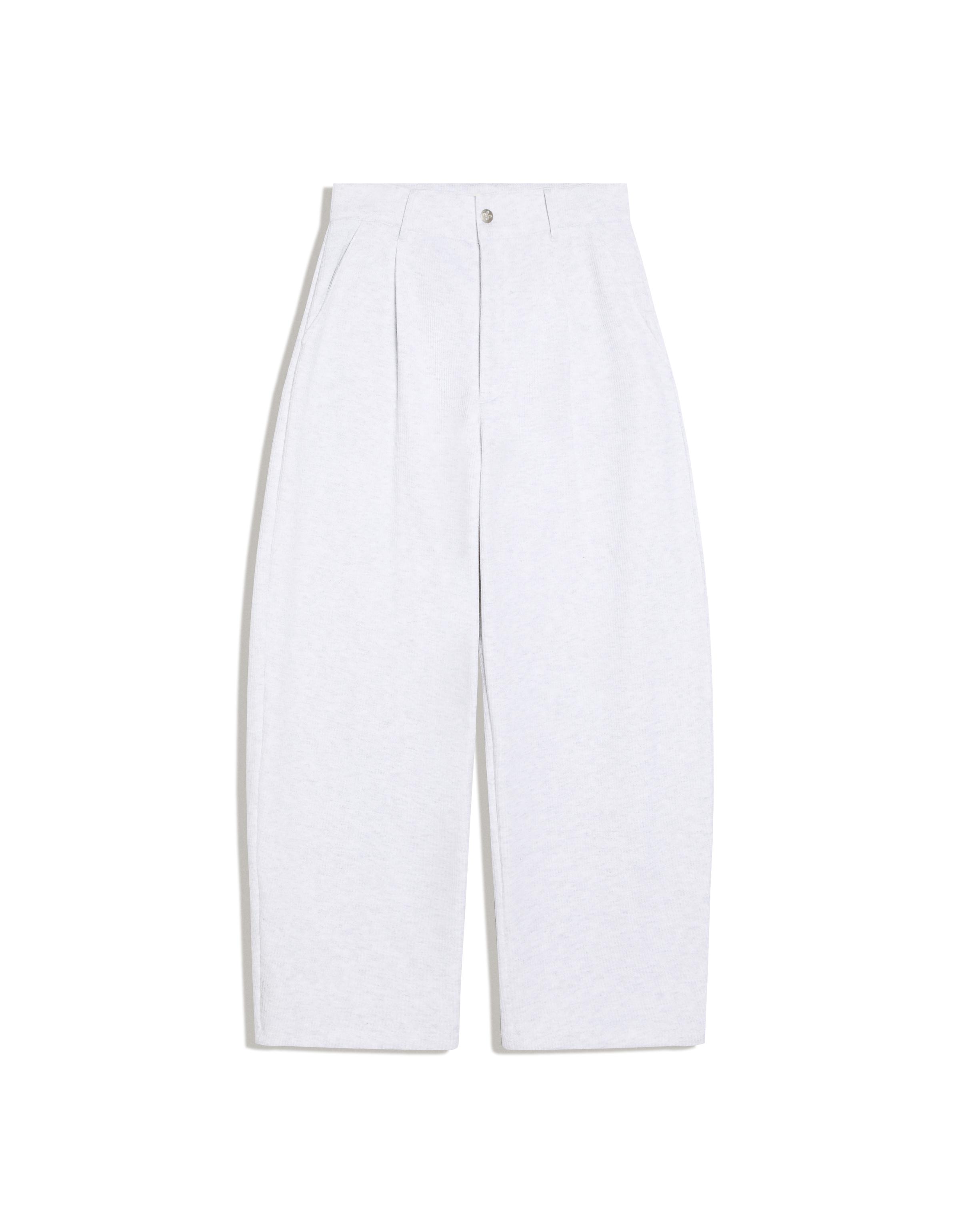 Embroidered waffle-knit balloon trousers — Grey