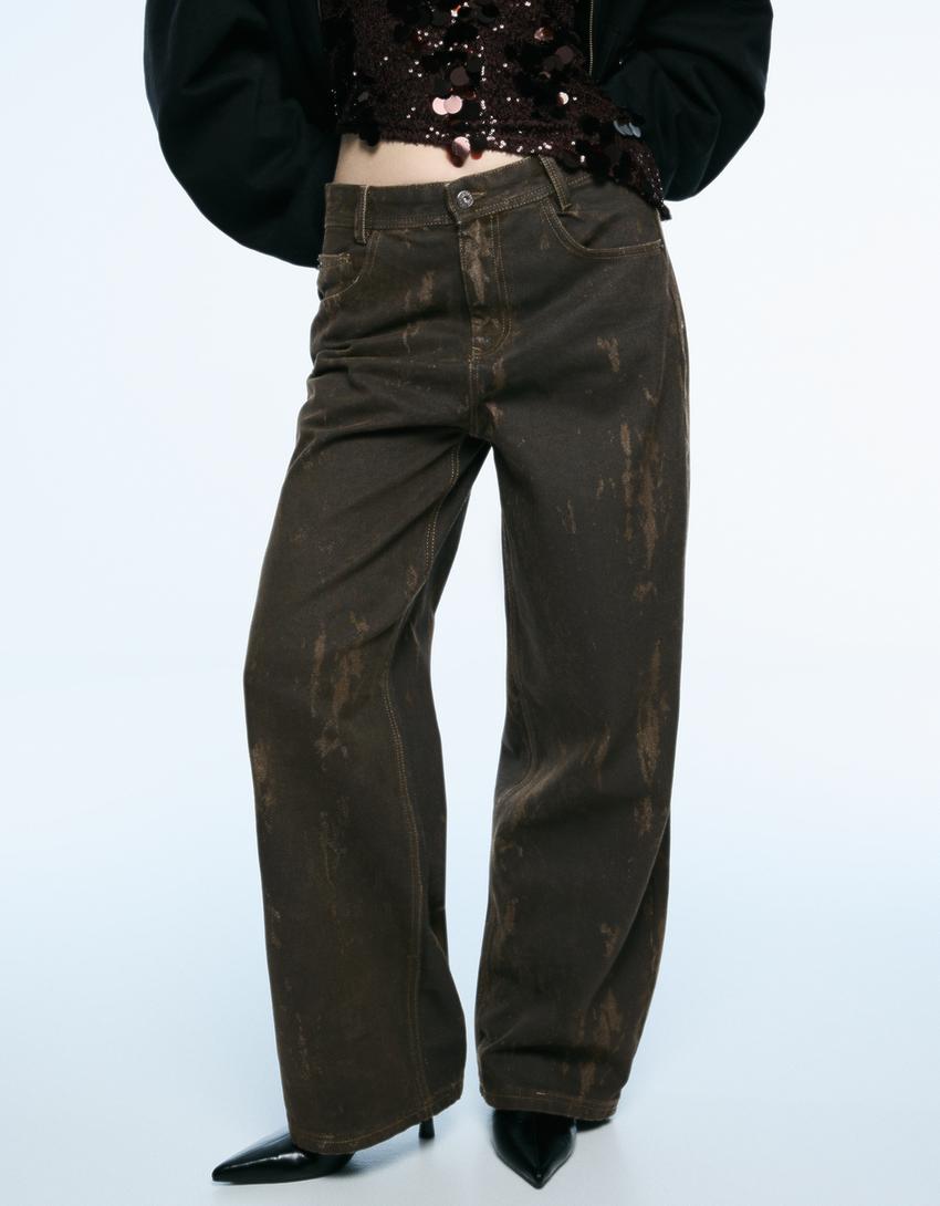 Pantalon baggy fit imprimé-Kaki