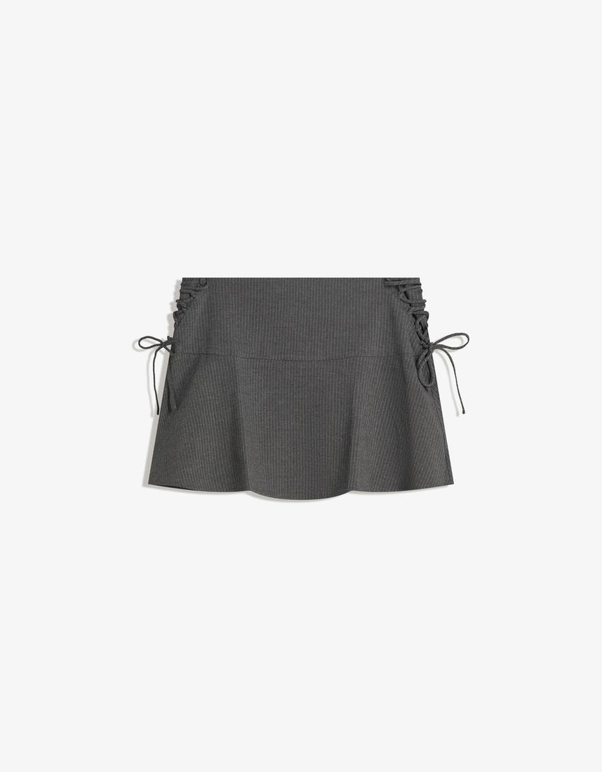 Falda mini tailoring lazos-Gris-3