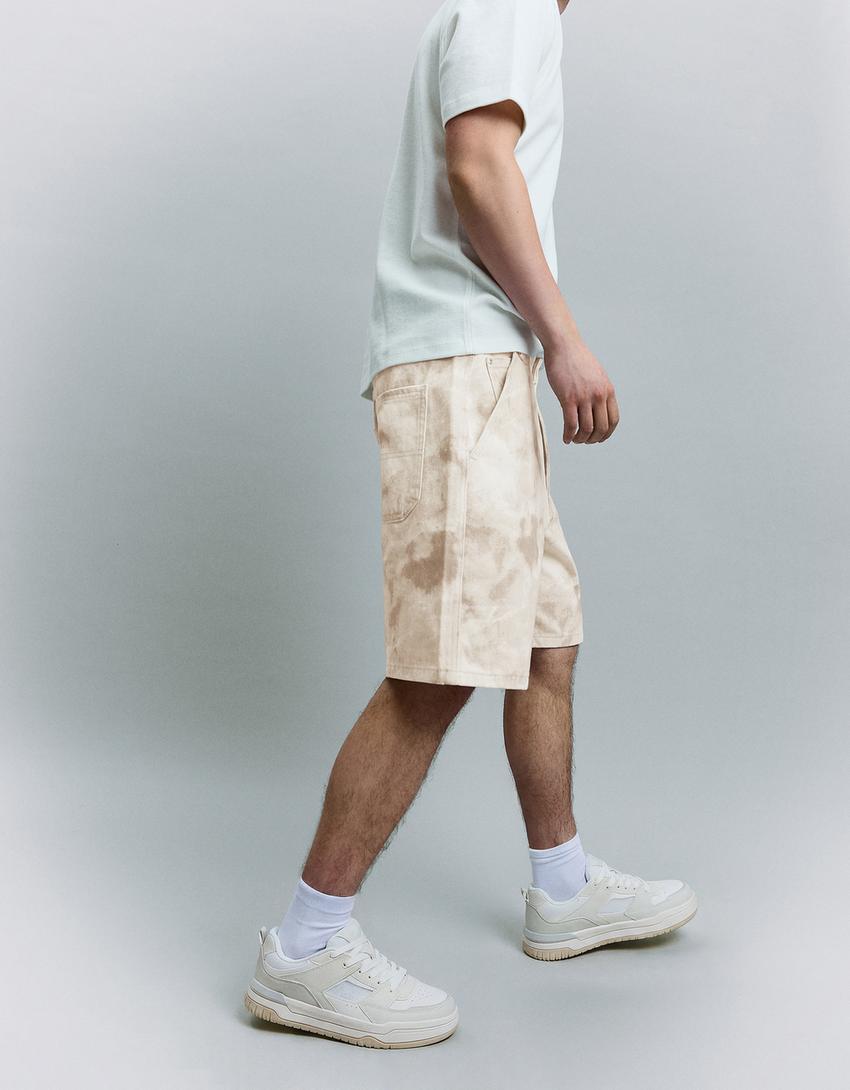 Bermuda baggy fit imprimée-Gris