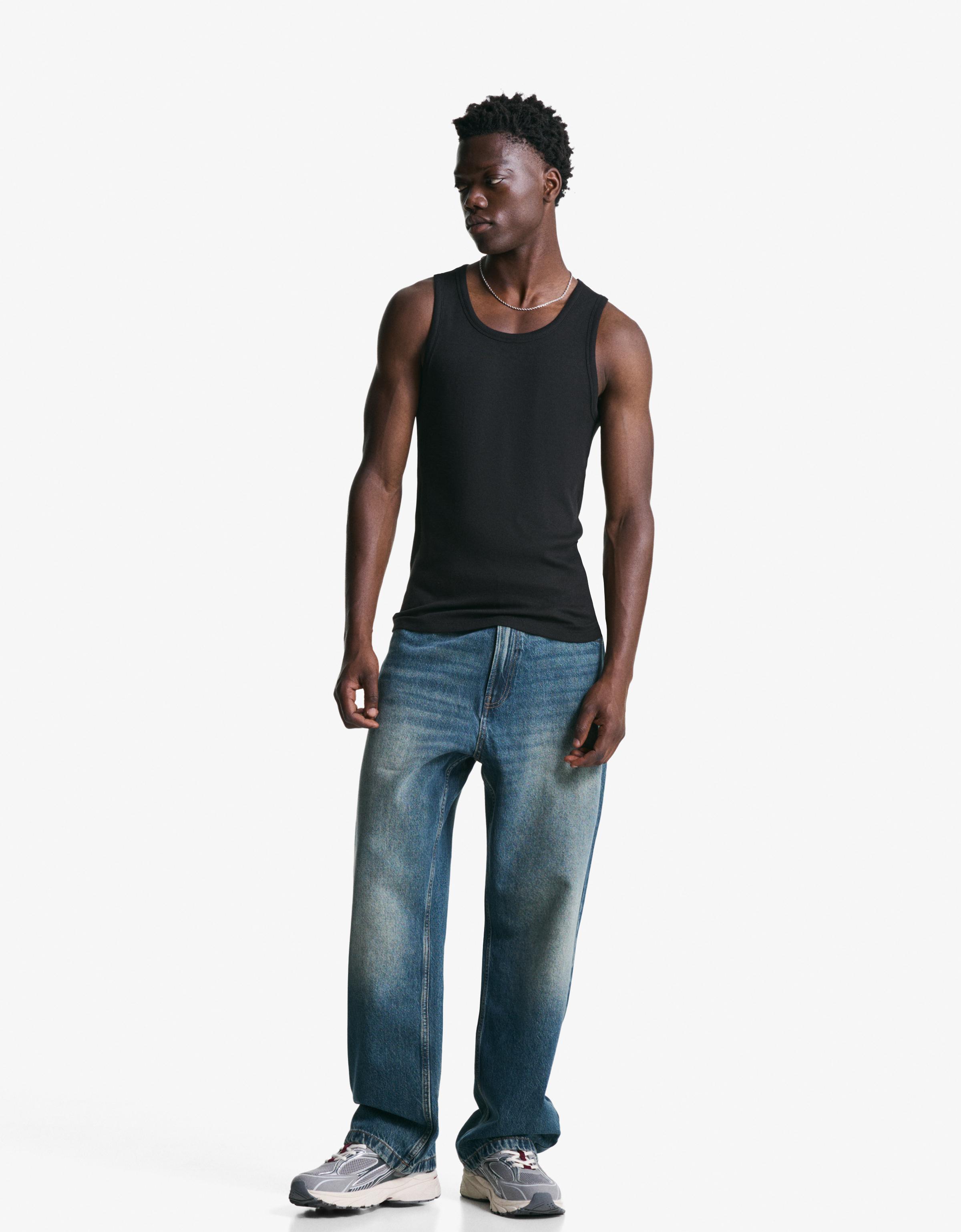 Bershka Baggy Jeans Herren 40 Grün