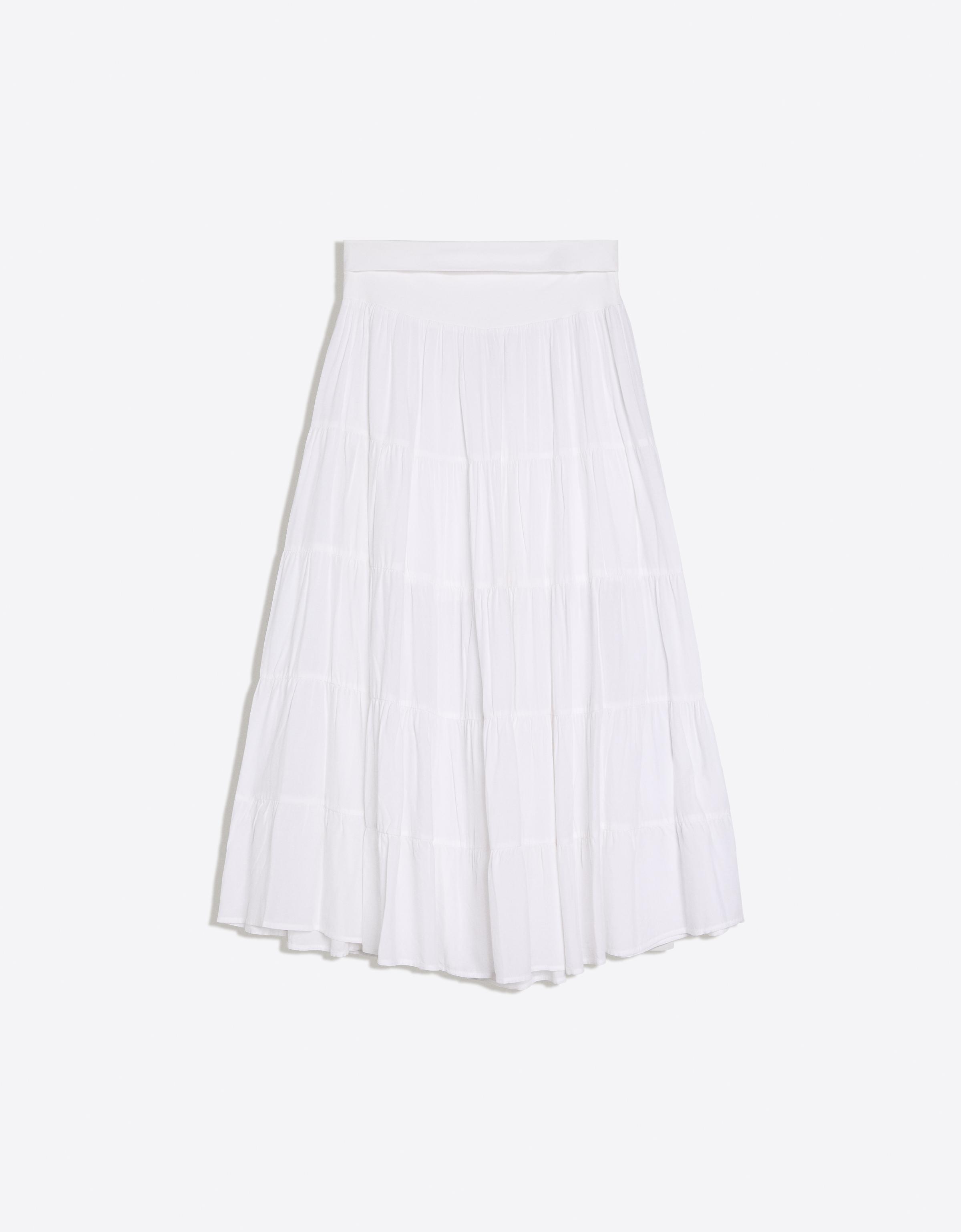 Fold-over waist midi skirt — White