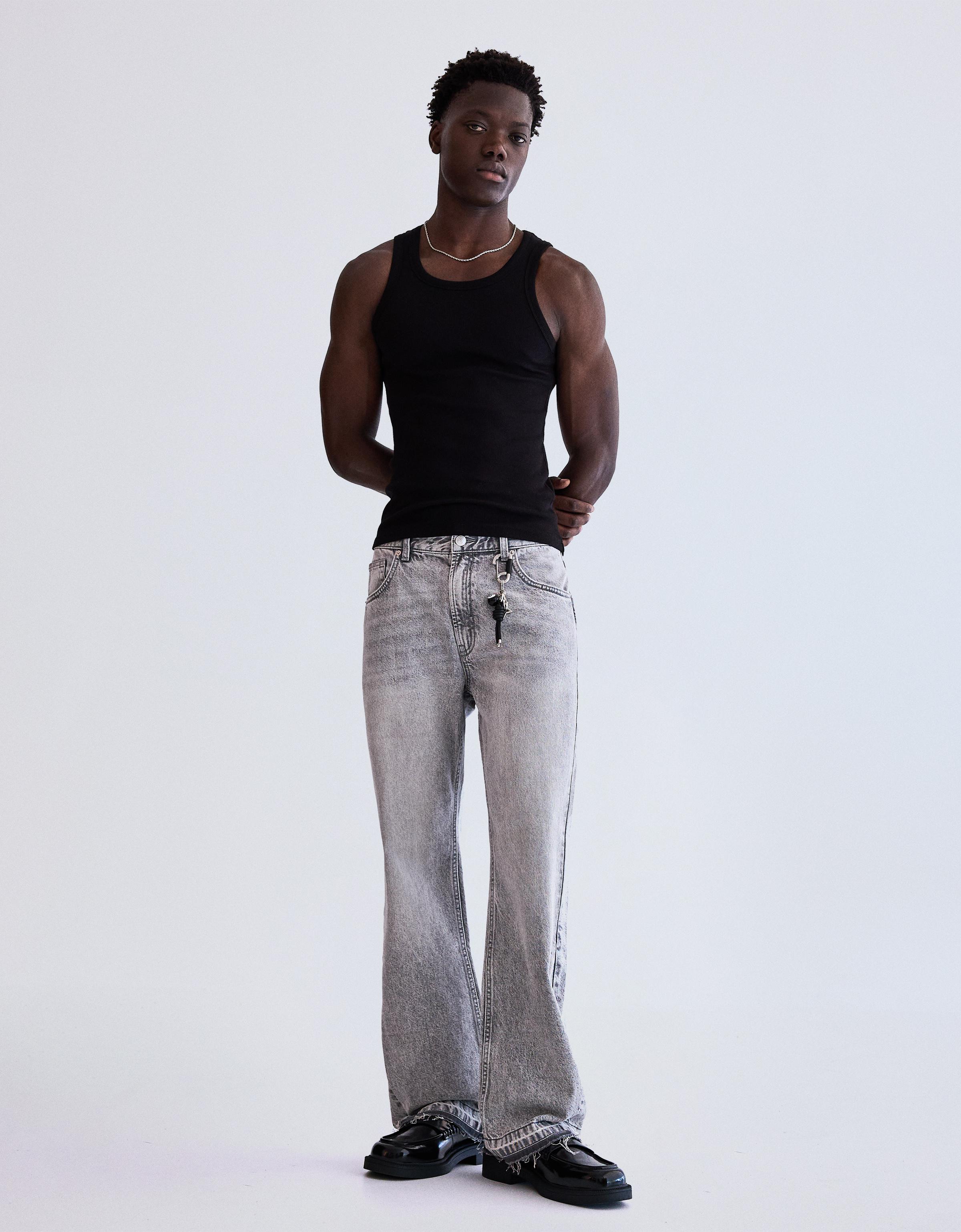 Straight-fit flared jeans — Grey