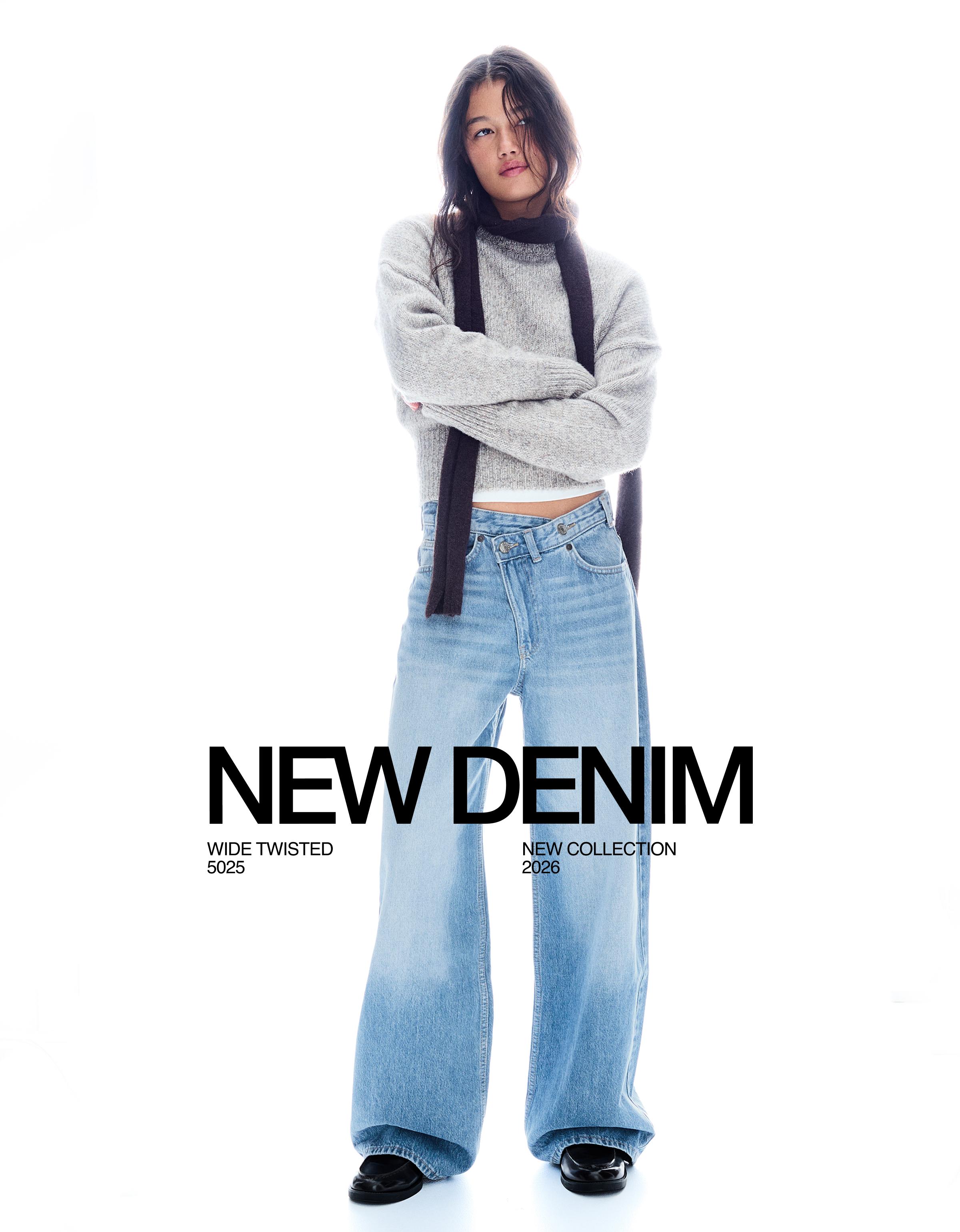 Çapraz belli yüksek bel geniş paça jean - Görsel 20