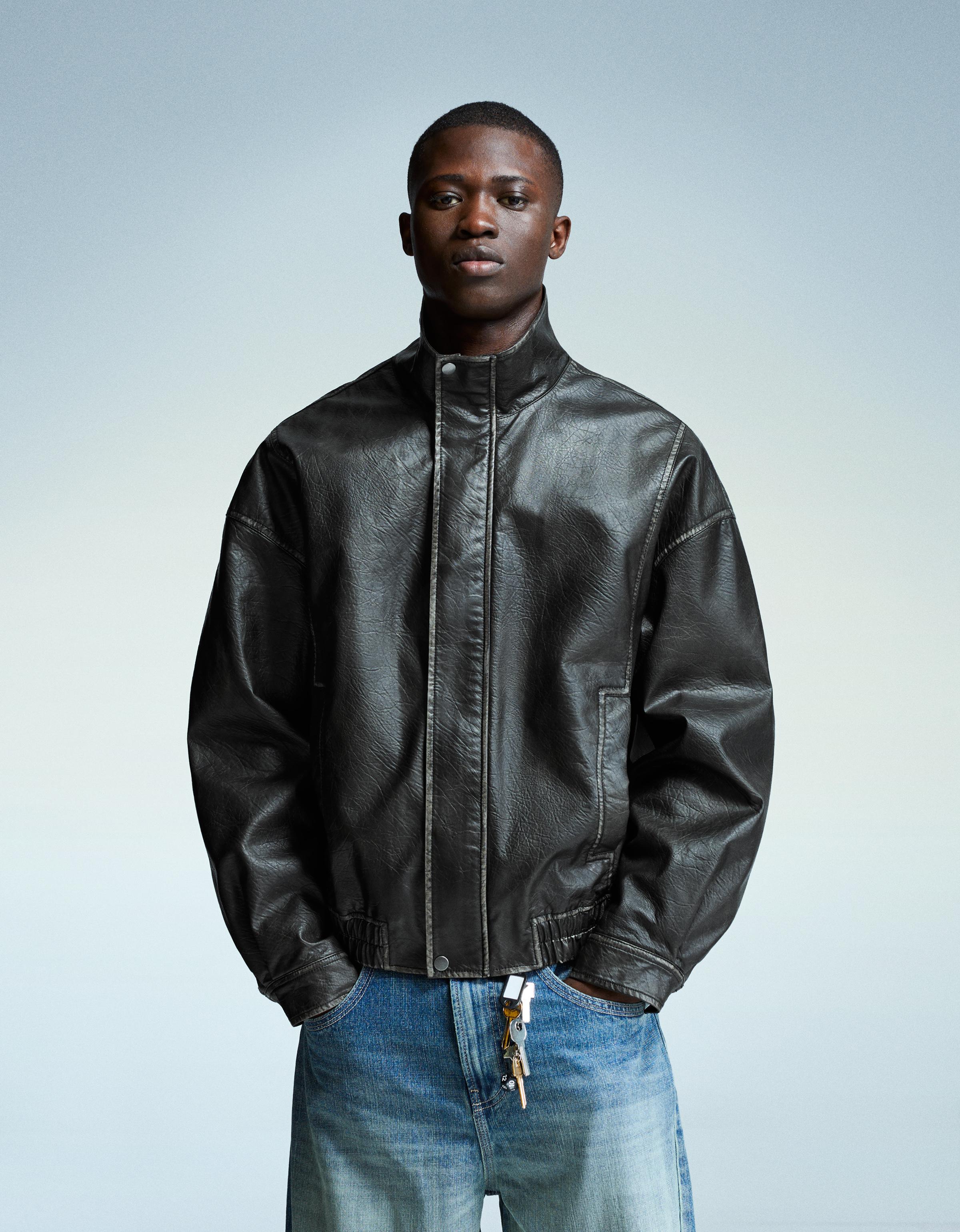 Leather effect jacket Men Bershka
