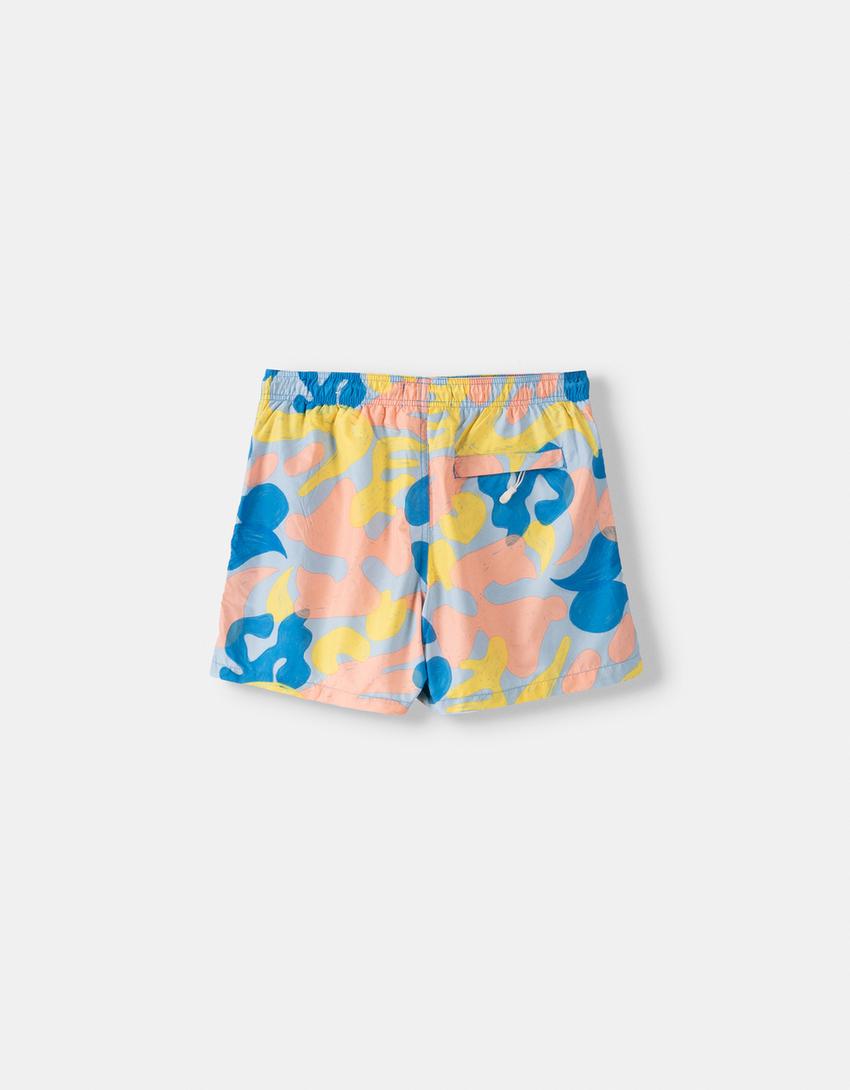 Desenli deniz şortu-Mercan-5