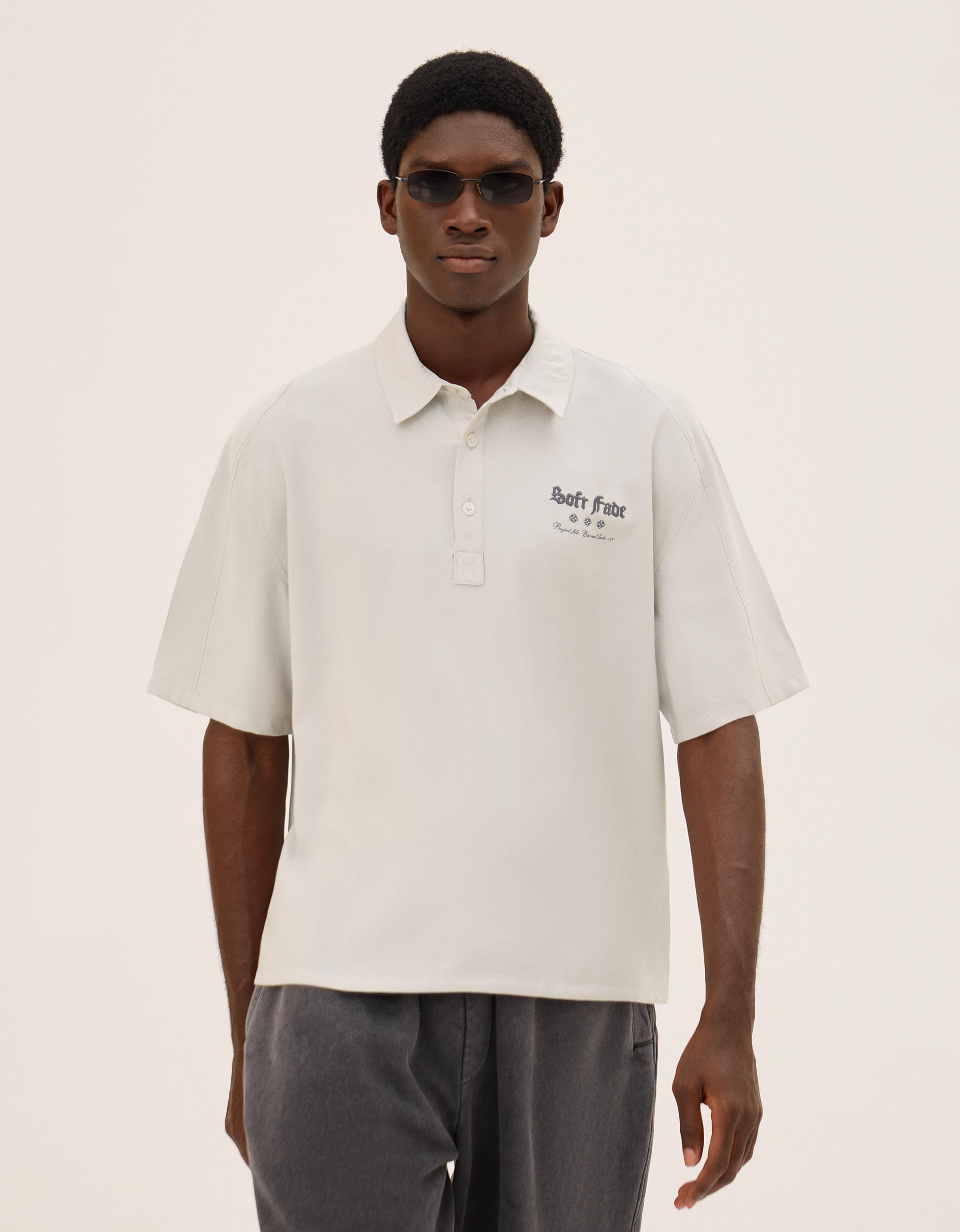 Polo Manga Corta Bordado Hombre S Gris