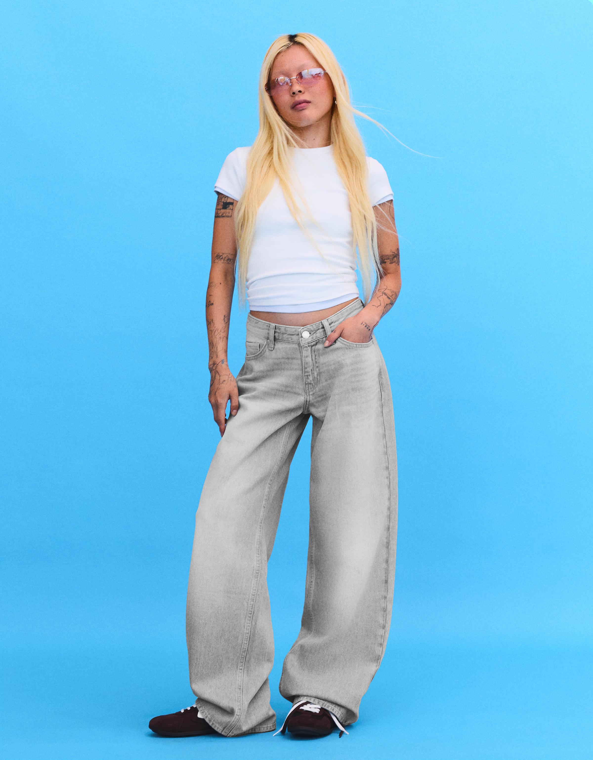 Low-rise straight jeans — Grey