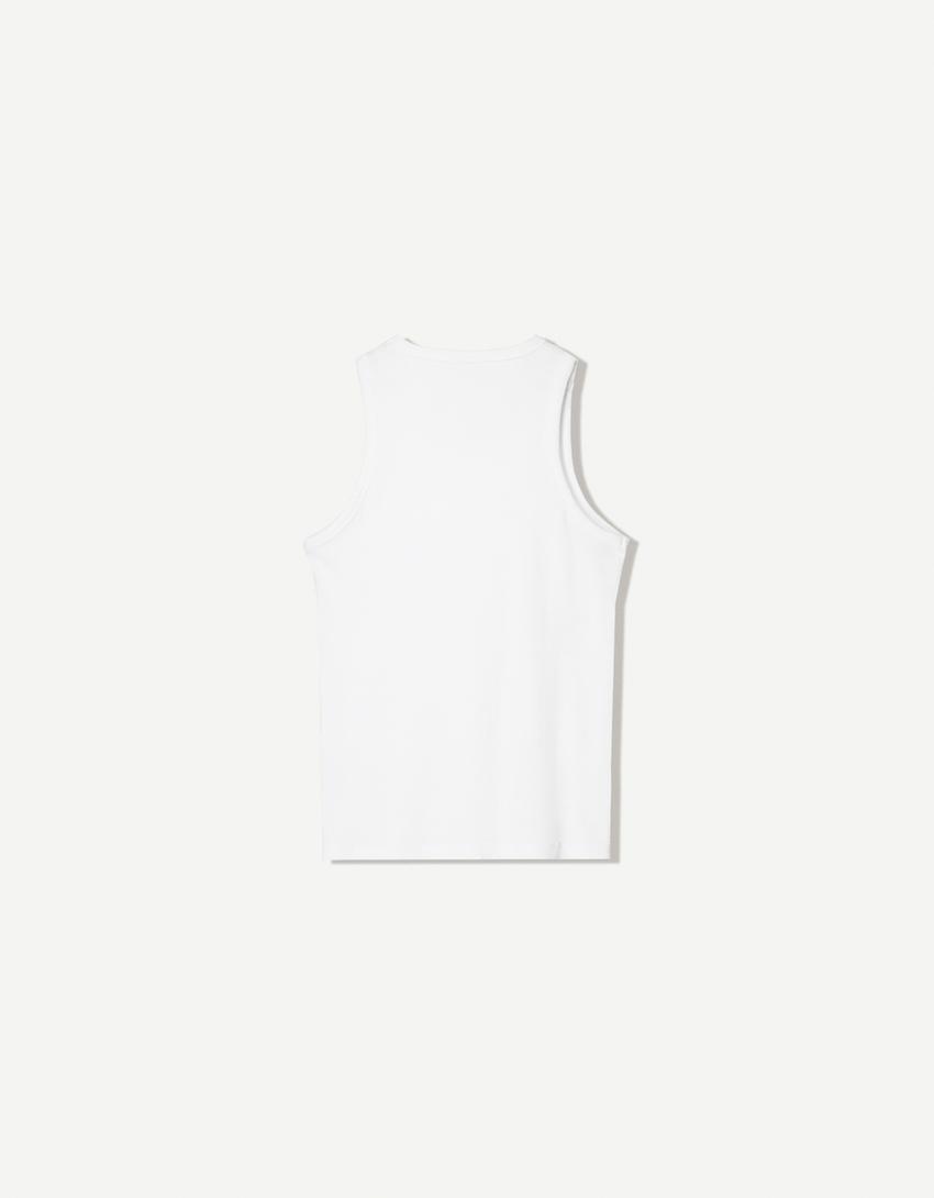 Ribbed vest top-White