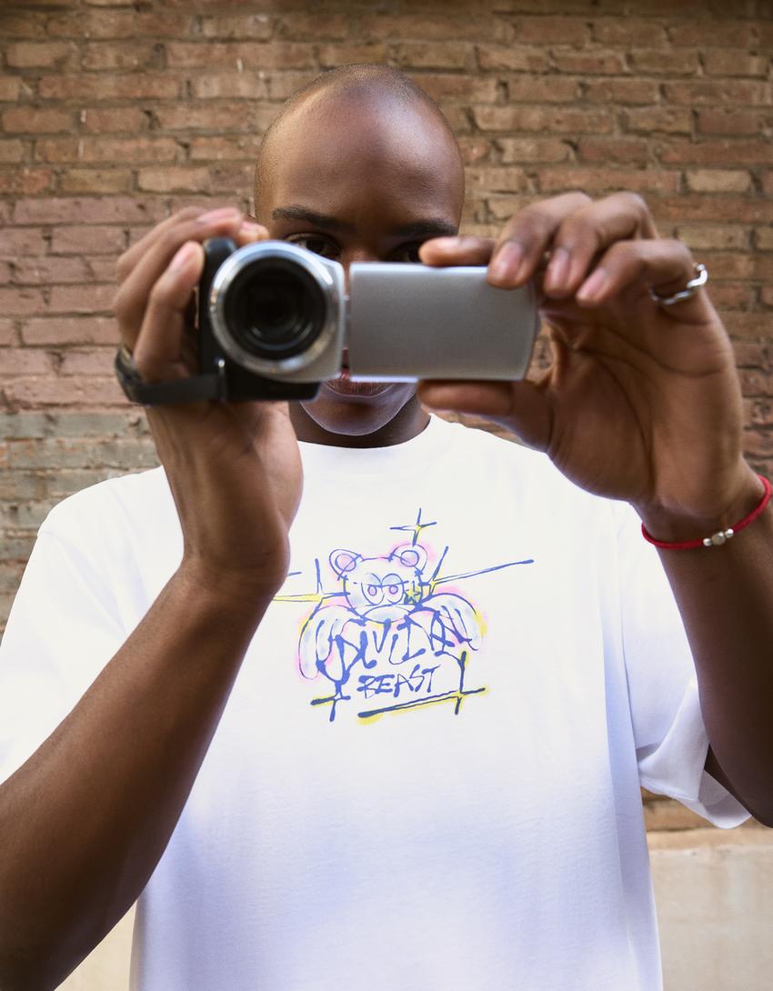 Short sleeve print T-shirt-White