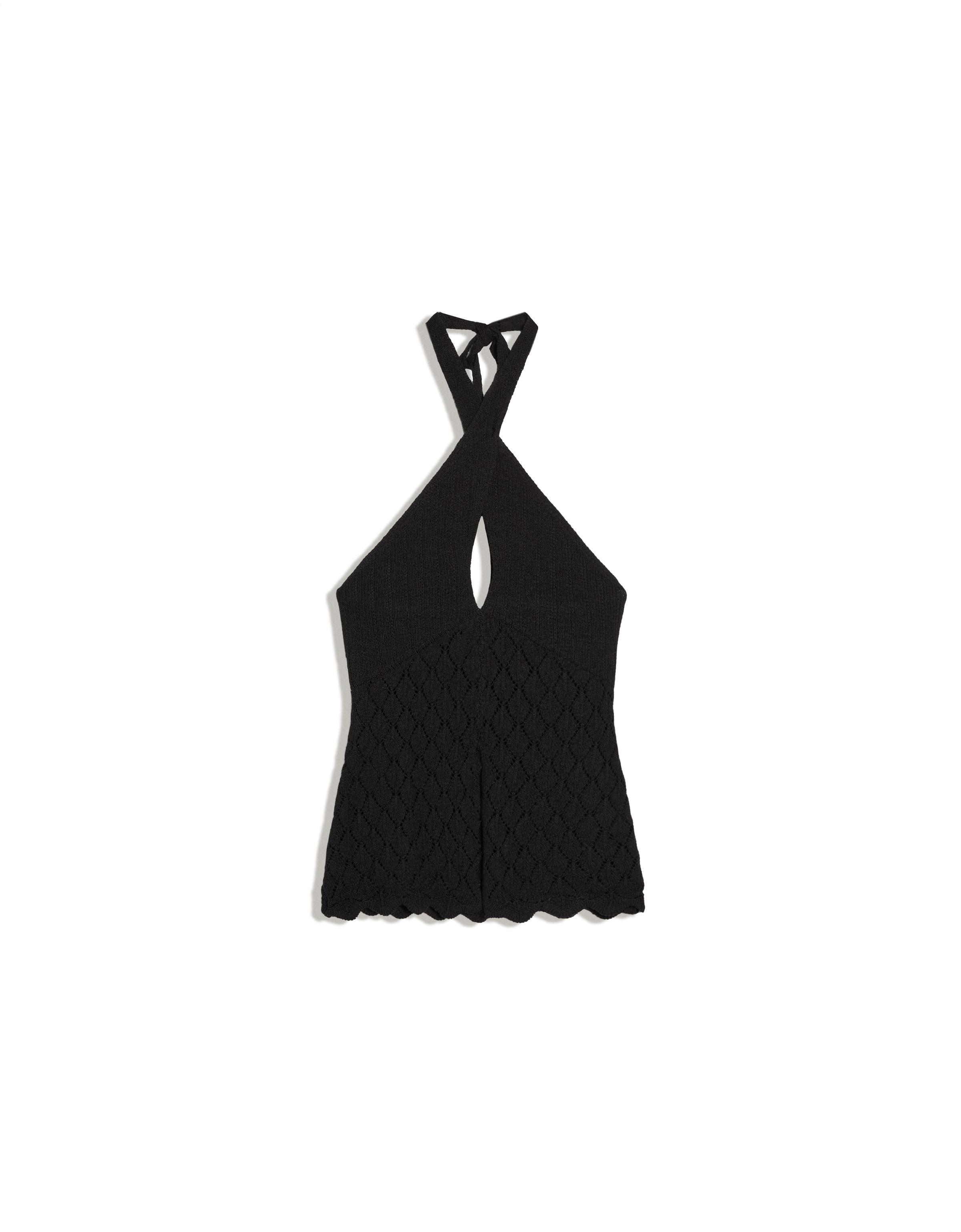 Cutwork halter top — Black