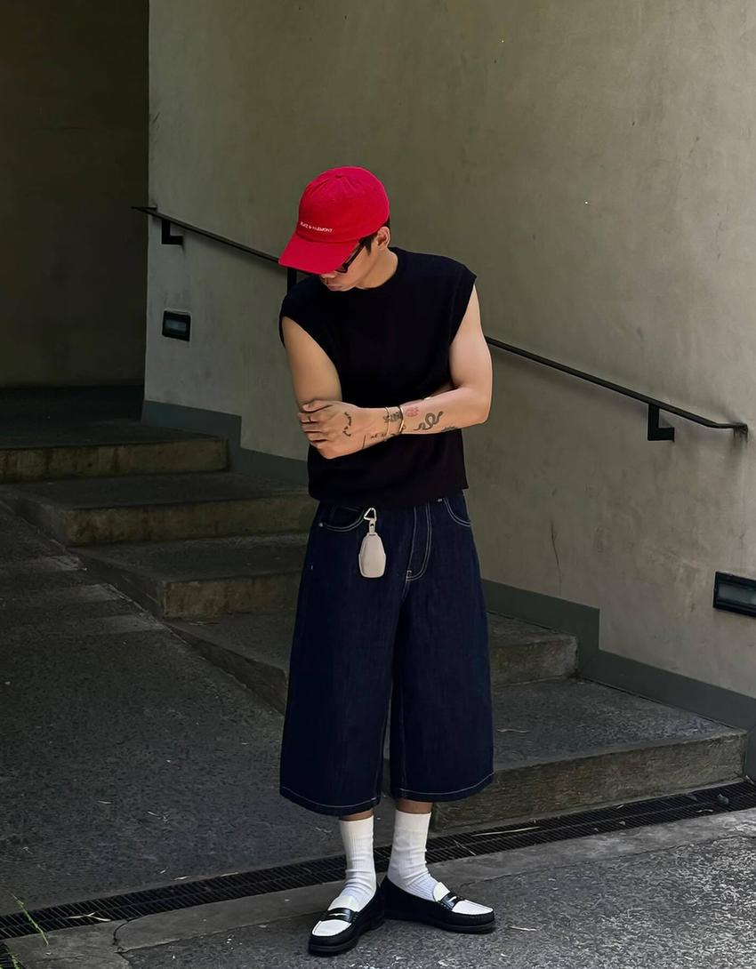 Szuper baggy farmerbermuda-Tengerészkék-1