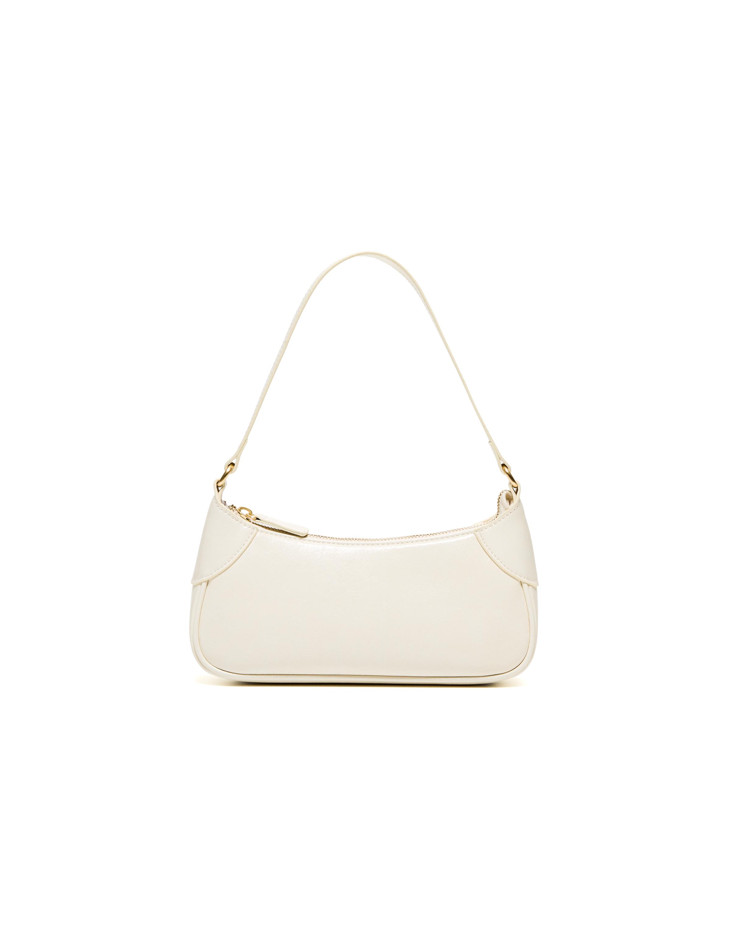 Leather-effect shoulder bag — Cream