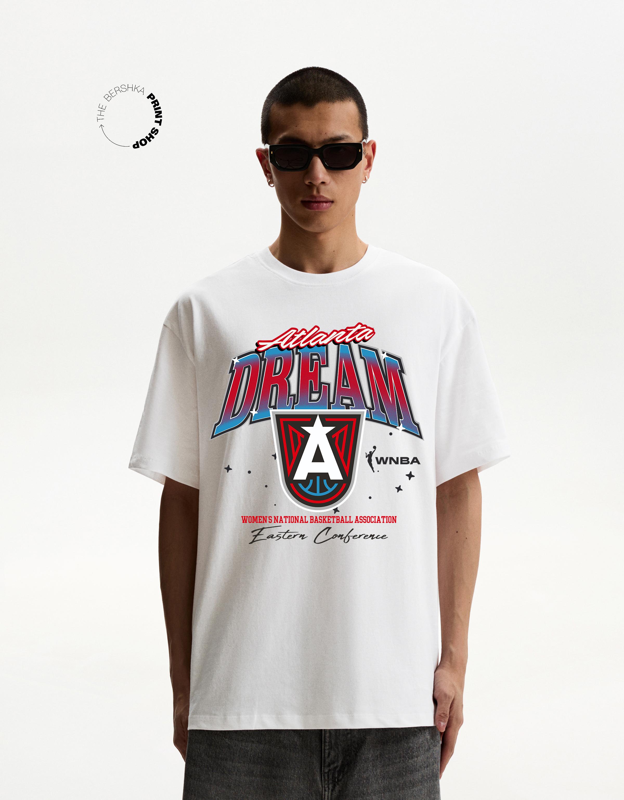Bershka Wnba Atlanta Dream T-Shirt Mit Kurzen Ärmeln Herren Xl Weiss