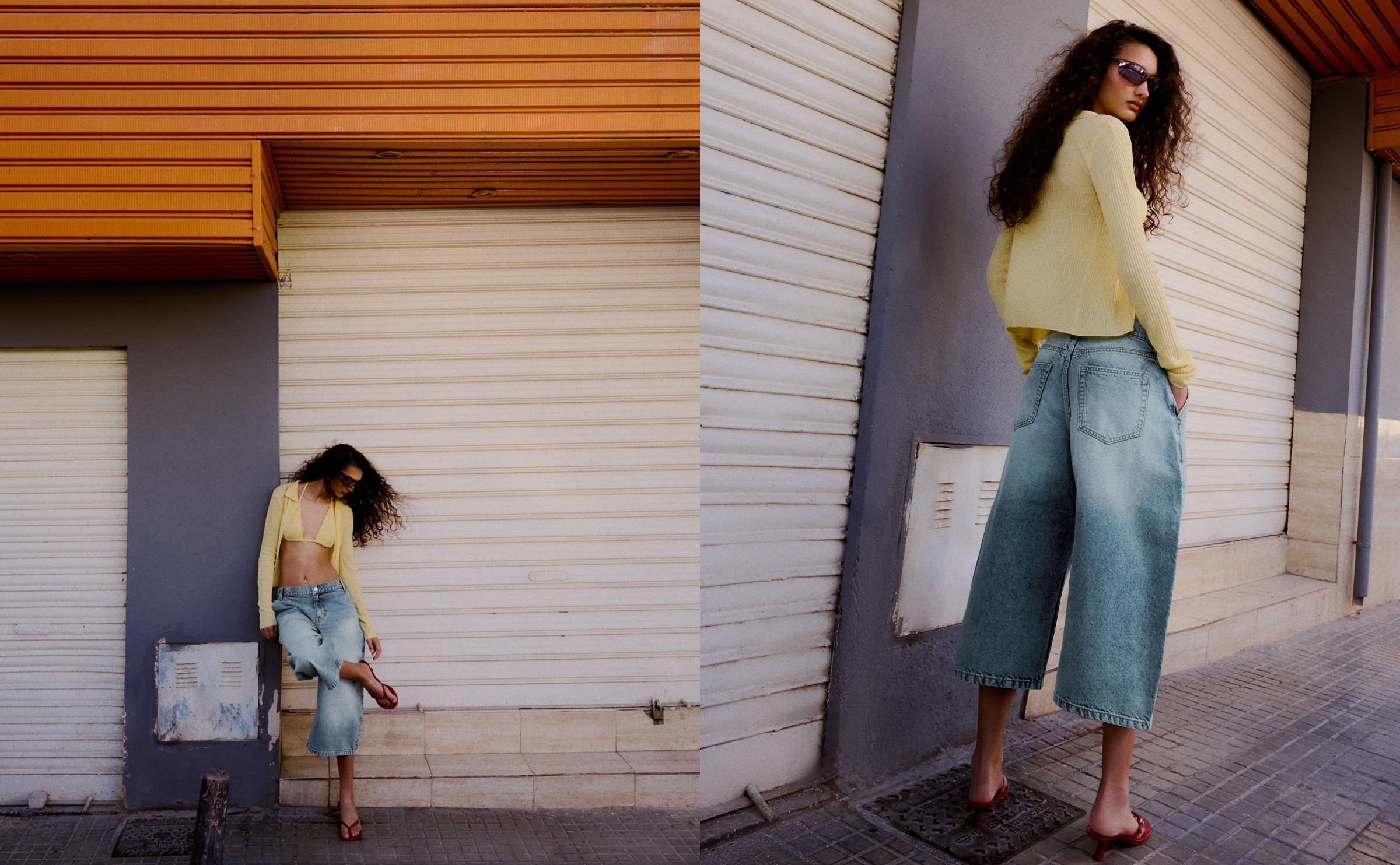 Slouchy denim jorts — Light blue