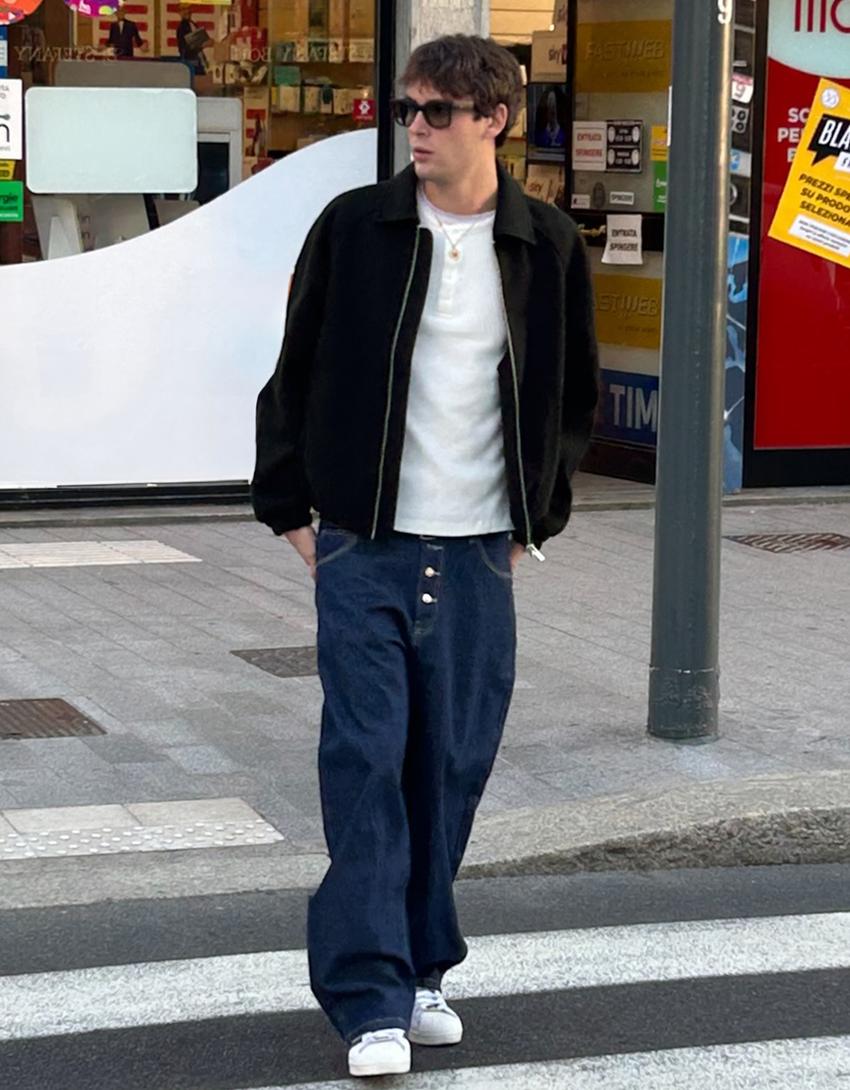 Trucker kumaş ceket-Siyah