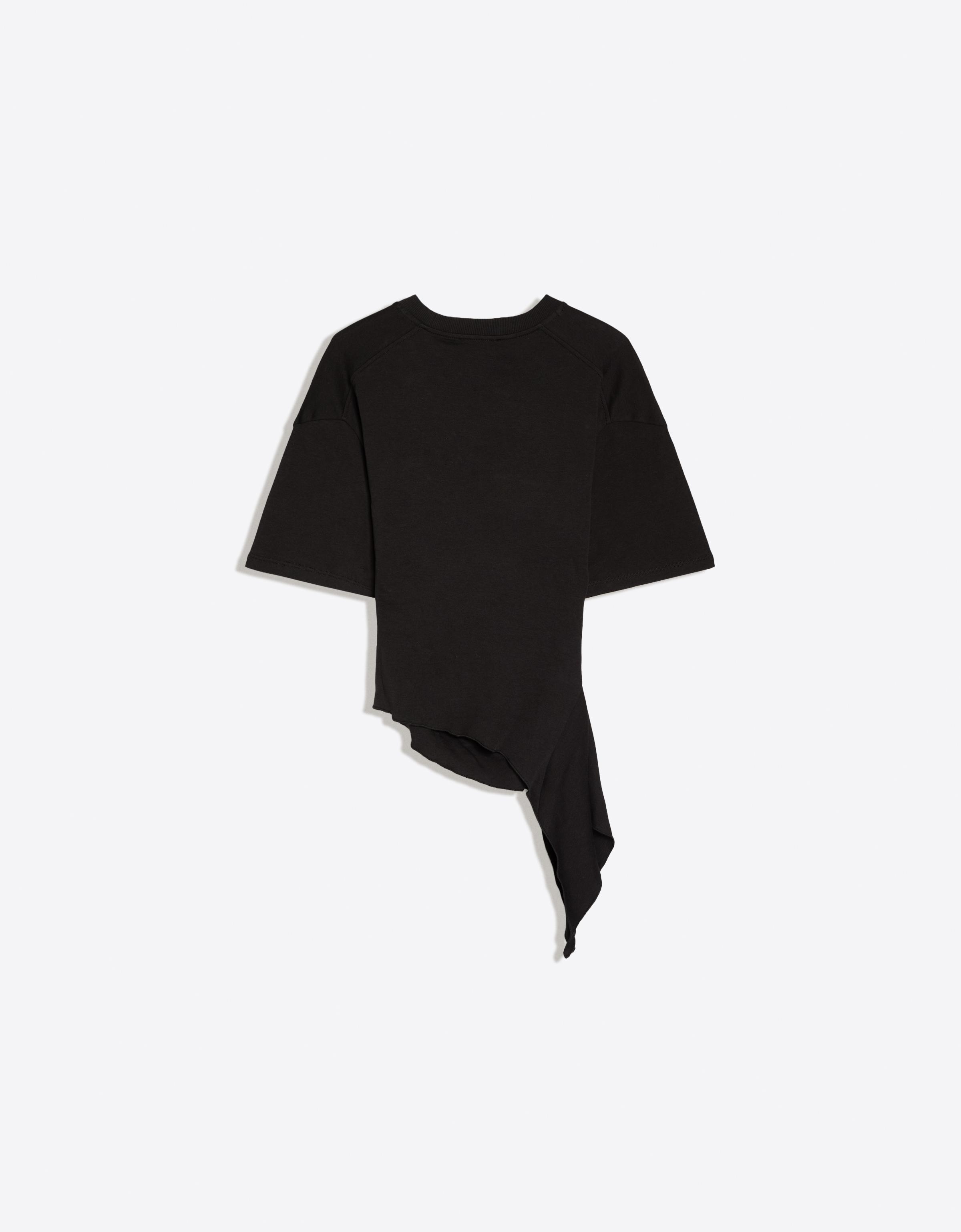 Short sleeve gathered T-shirt — Black