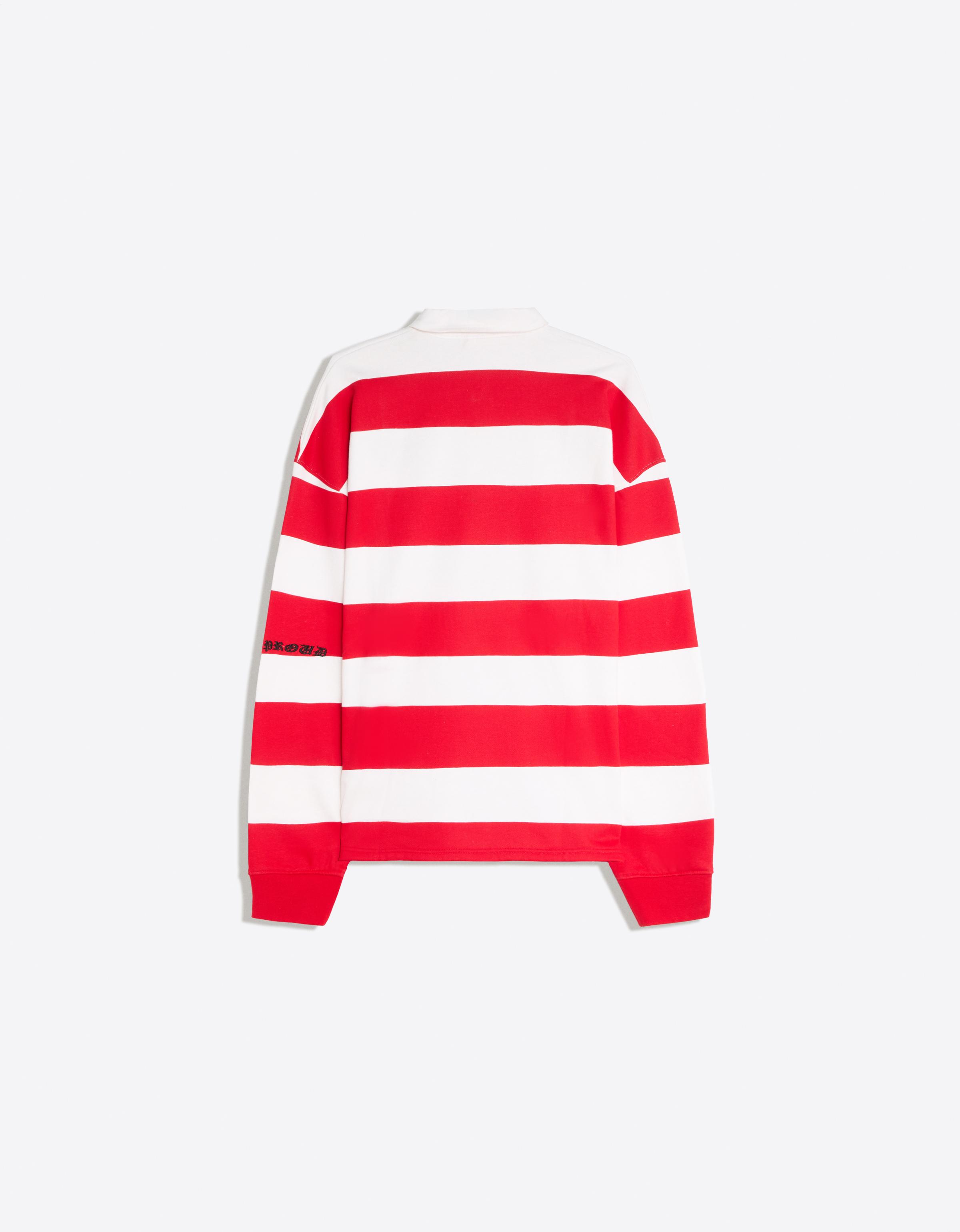 Striped print long sleeve polo shirt — Red