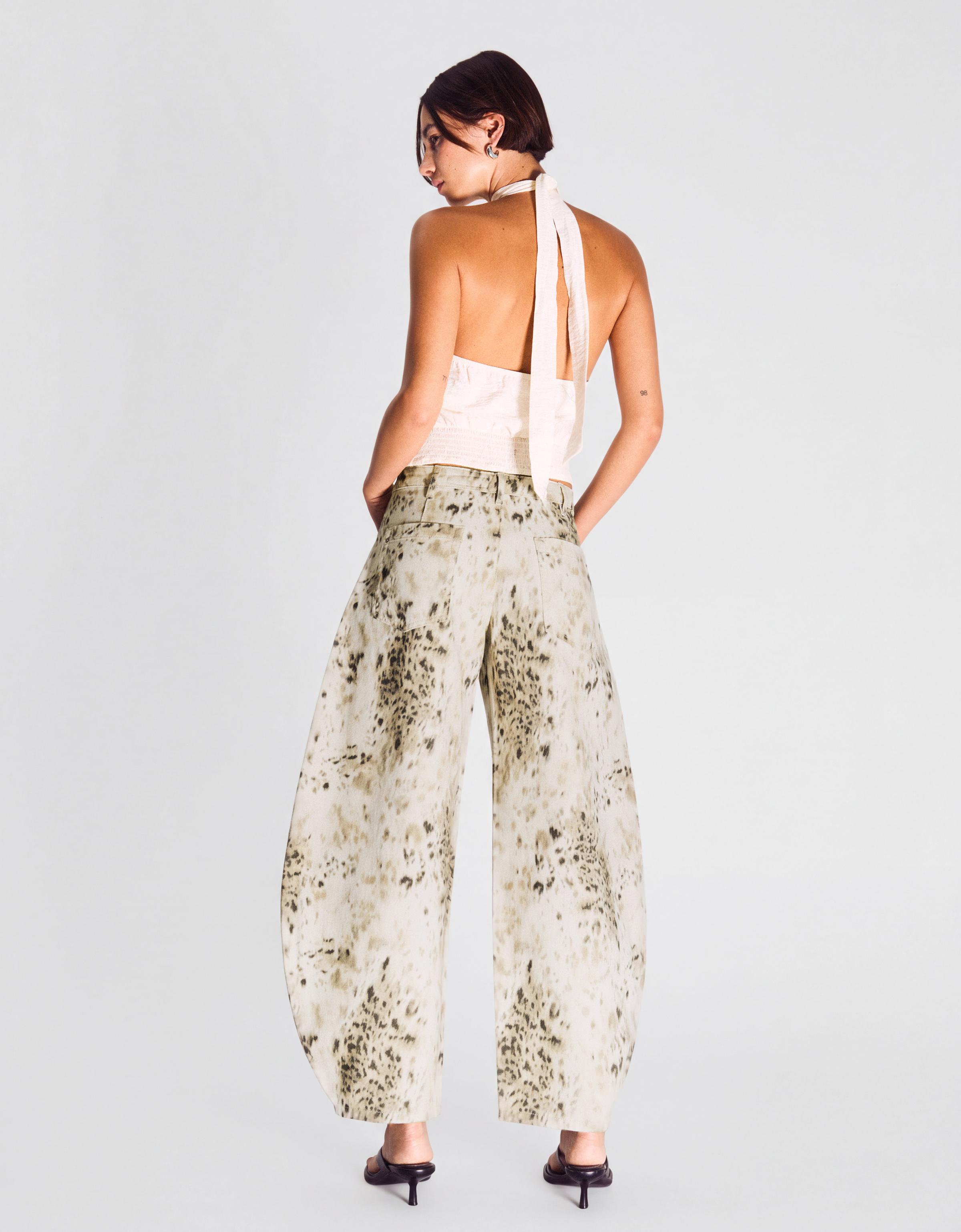 Baskılı barrel fit pantolon - Görsel 19