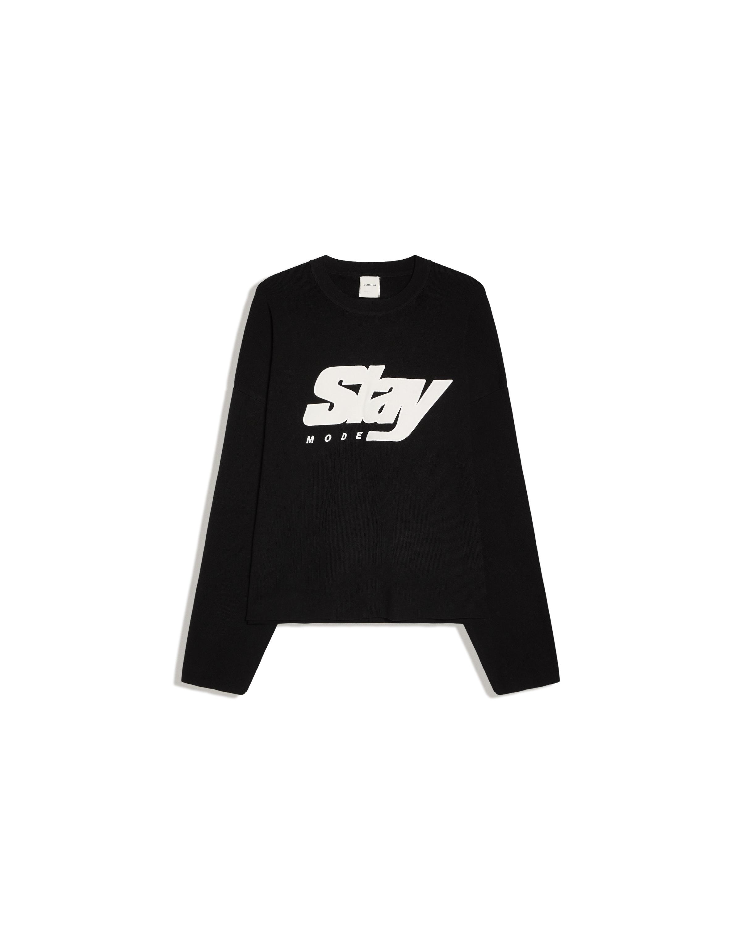 Printed round neck jumper — Black