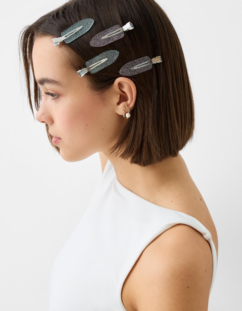 Lot 4 barrettes paillettes-Violet-3