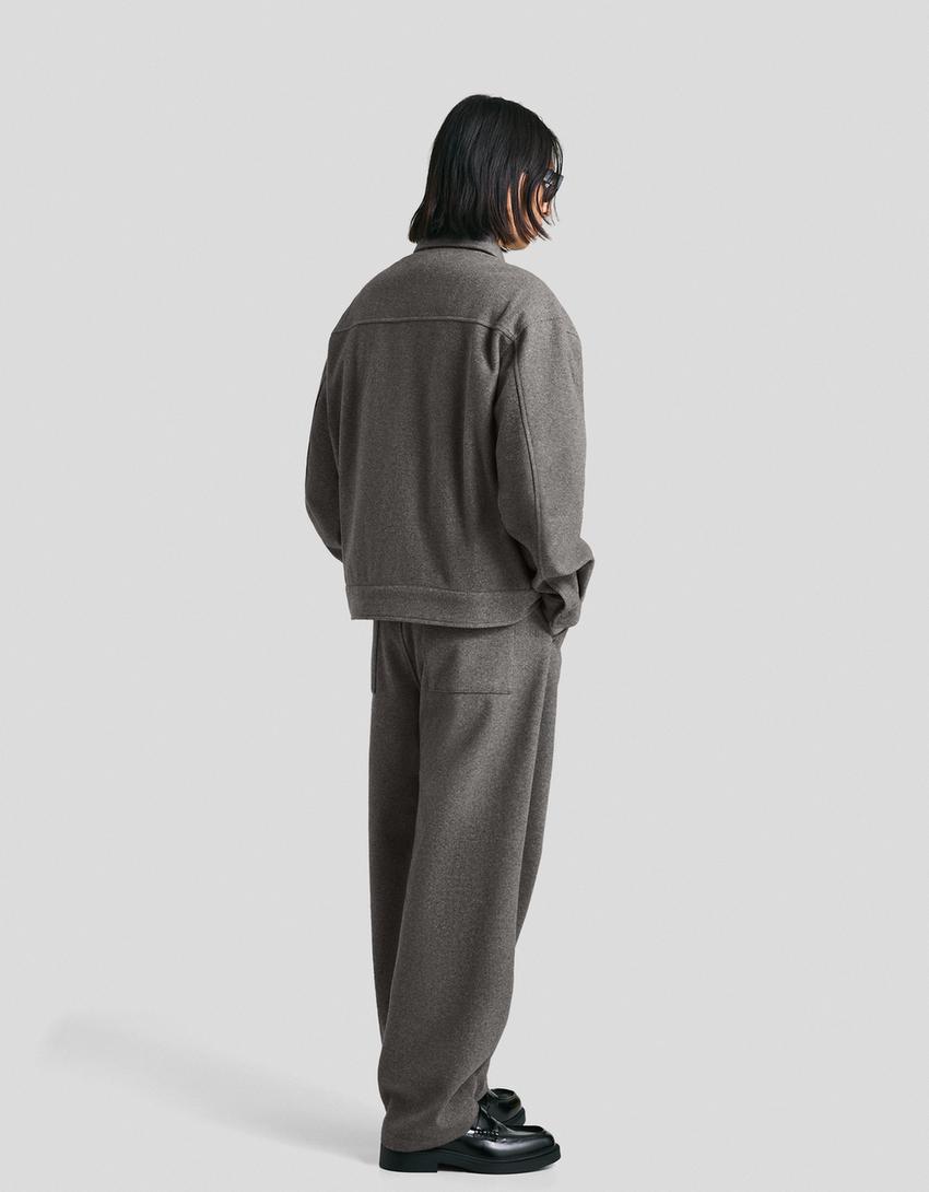 Boxy fit overshirt with zip-Dark grey