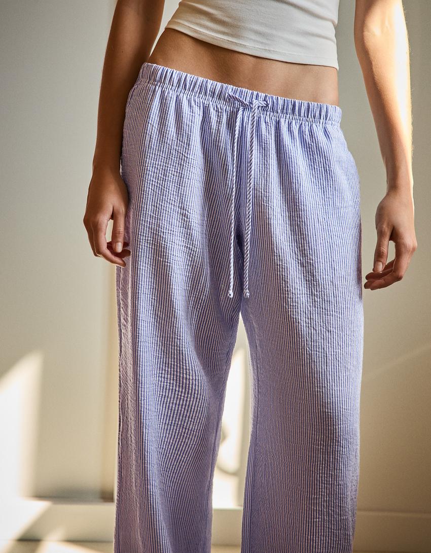 Elastic waist trousers-Navy