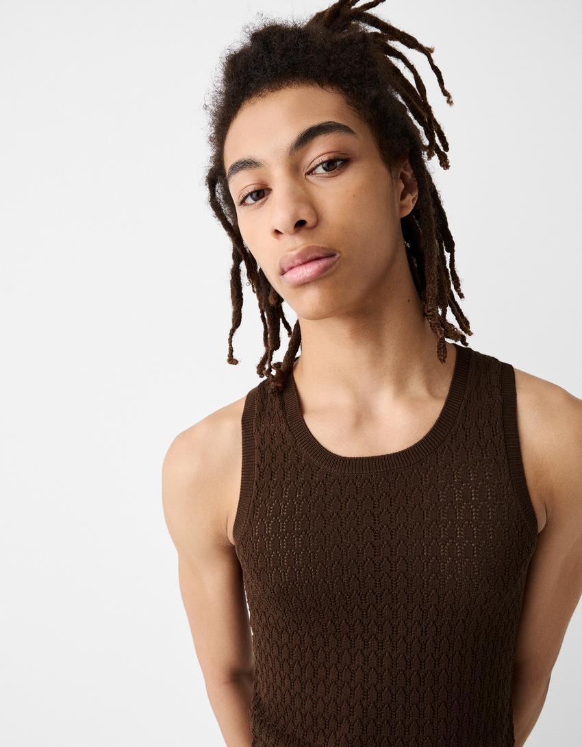 Débardeur en maille-Marron-2