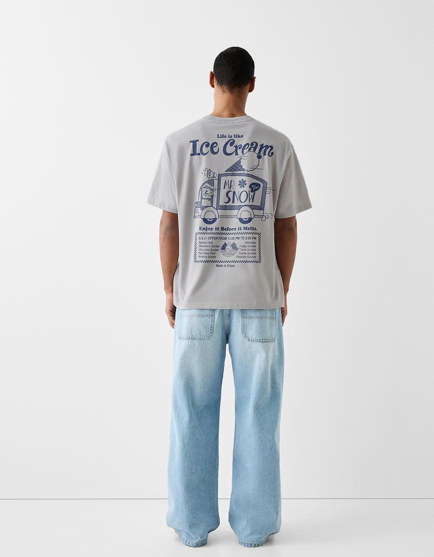 T-shirt manches courtes boxy fit imprimé-Pierre-1