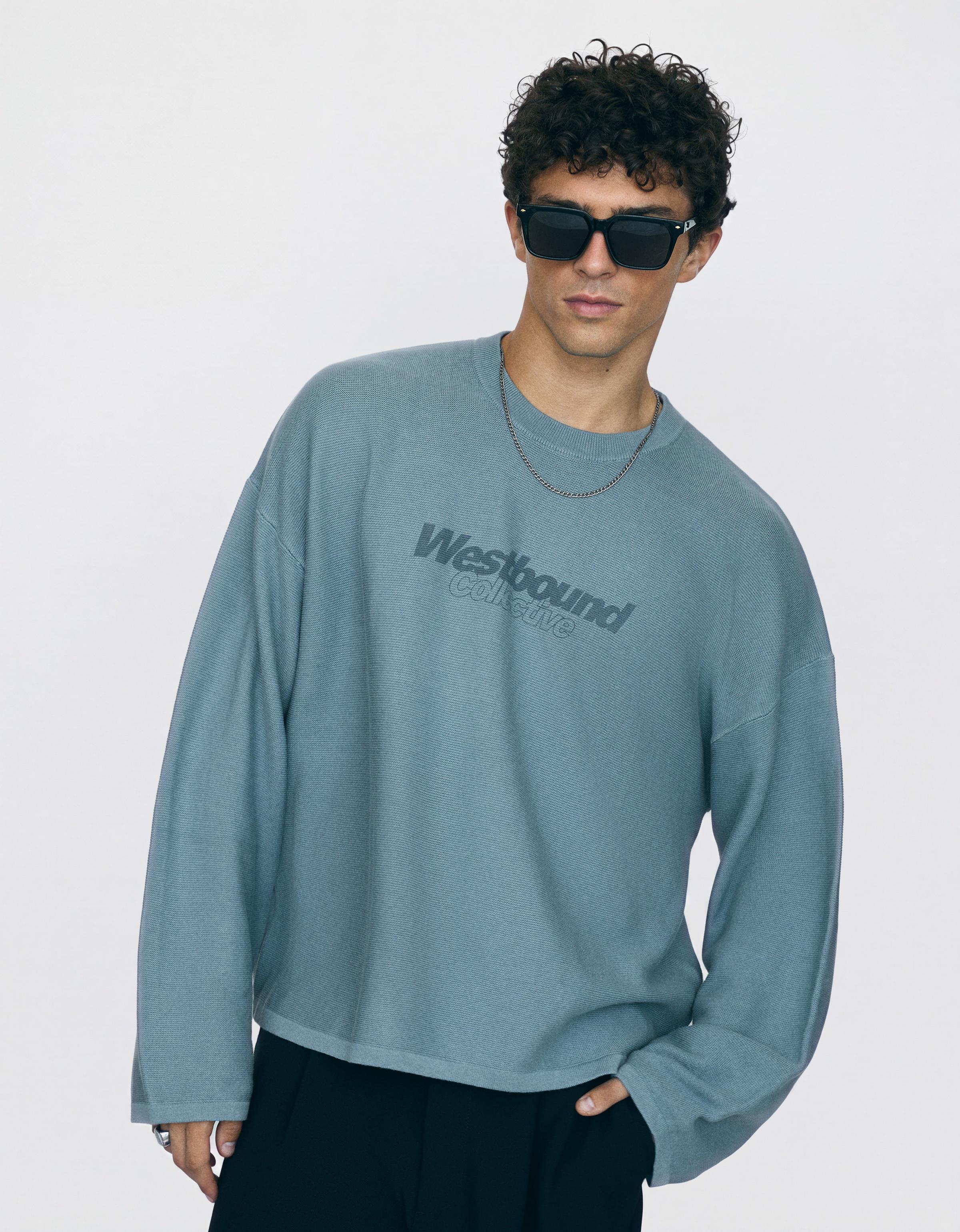 Textured print jumper — Blue