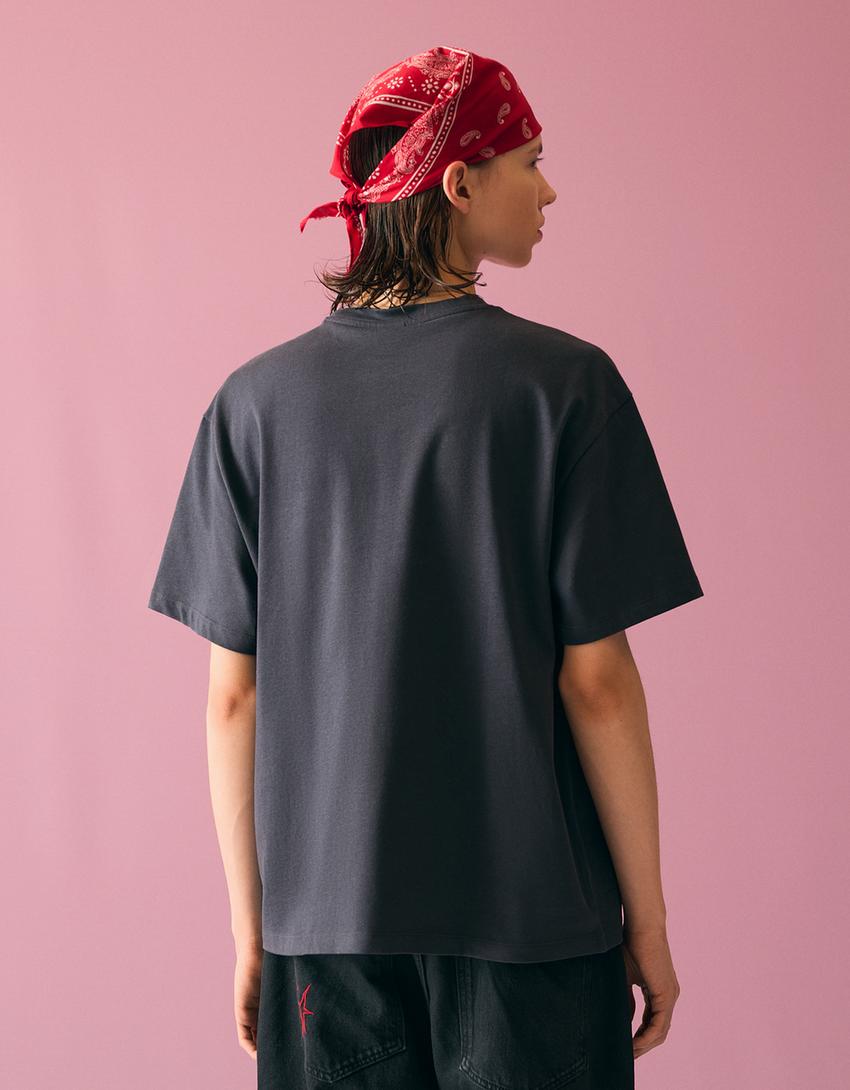 T-shirt manches courtes imprimé-Gris foncé