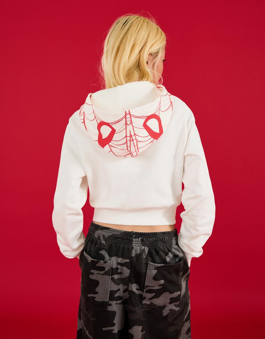 SPIDER MAN Print Hoodie Women Bershka spider-man-print-hoodie-women-bershka