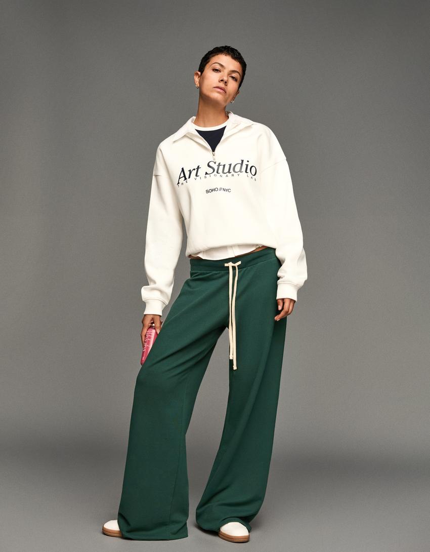 Plush jersey trousers-Green