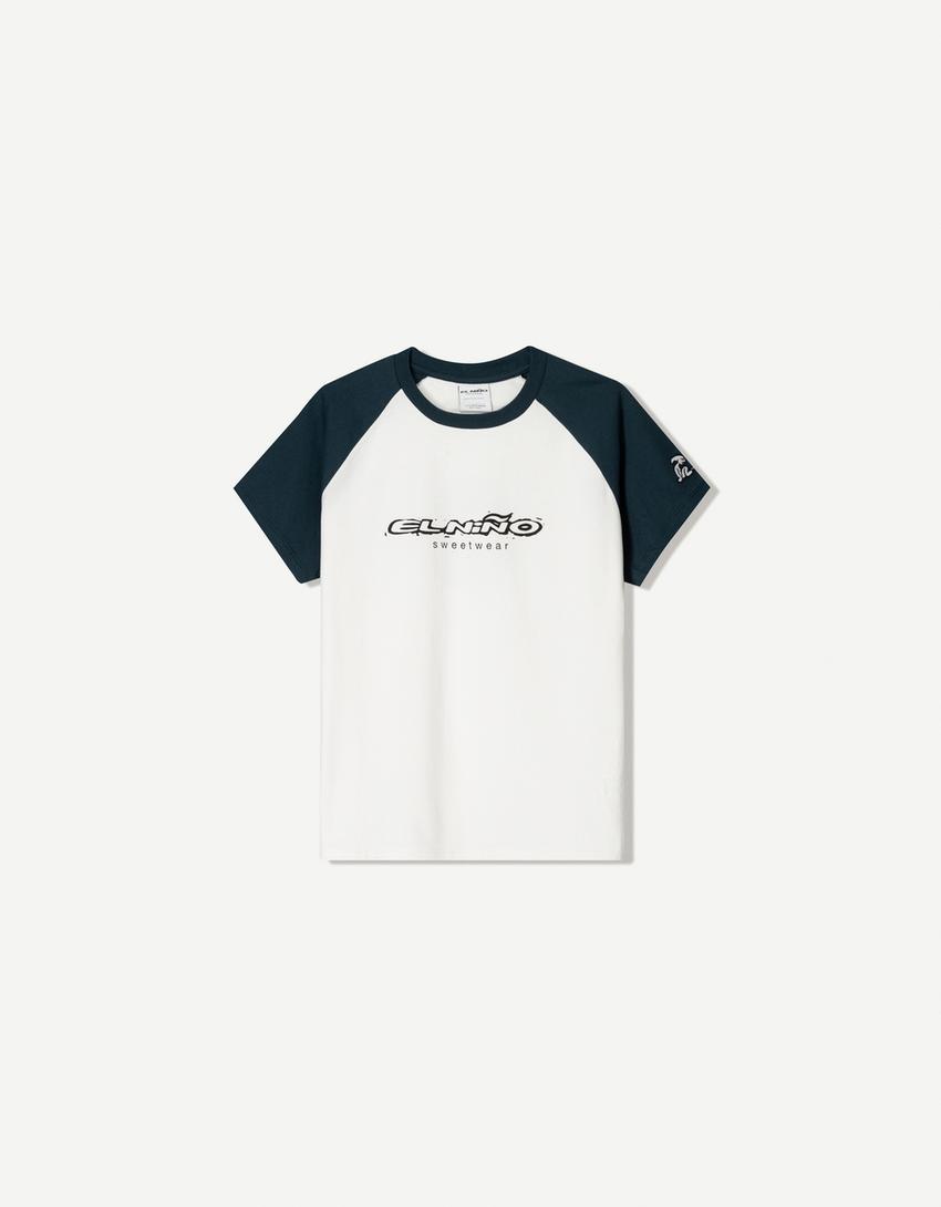 El Niño T-shirt with short raglan sleeves-Navy