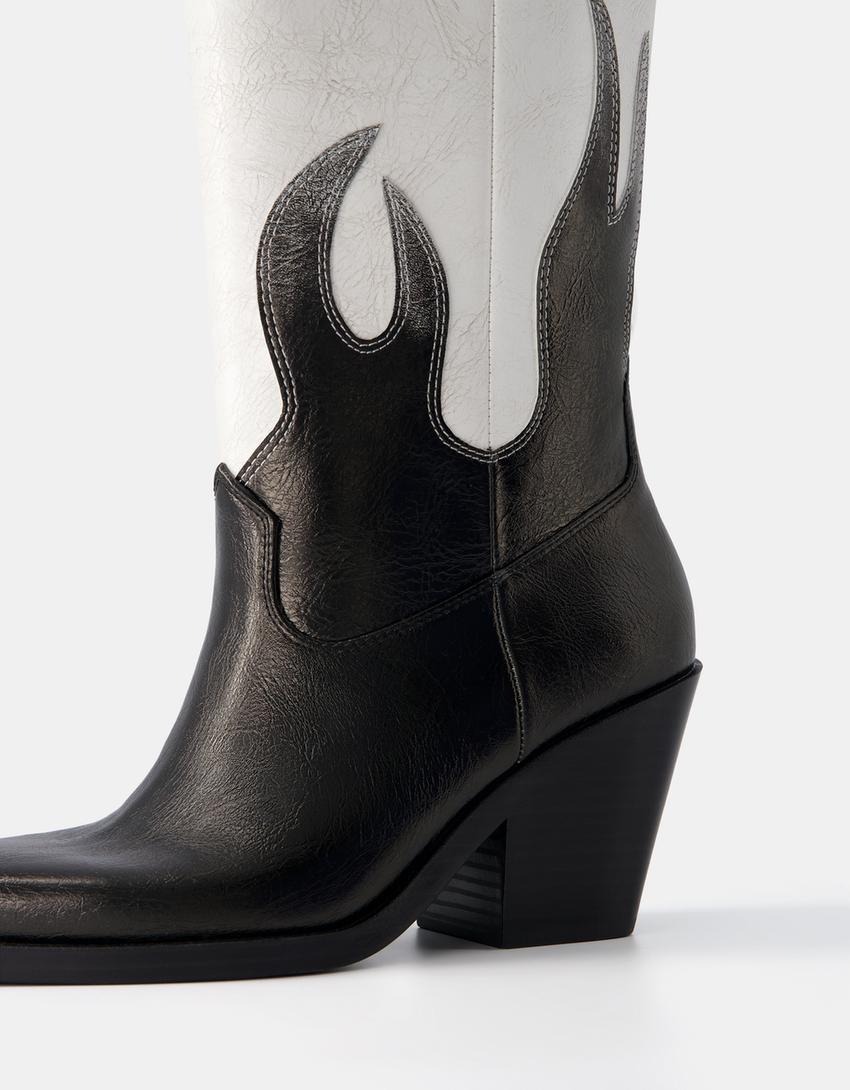 Bottes talon cowboy avec flammes-Multicouleur-2