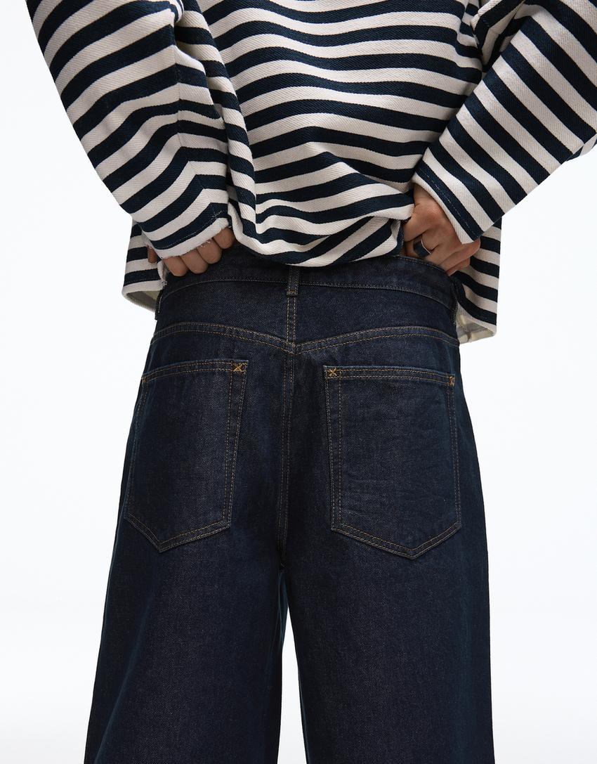 Calções bermuda denim baggy fit-Marinho