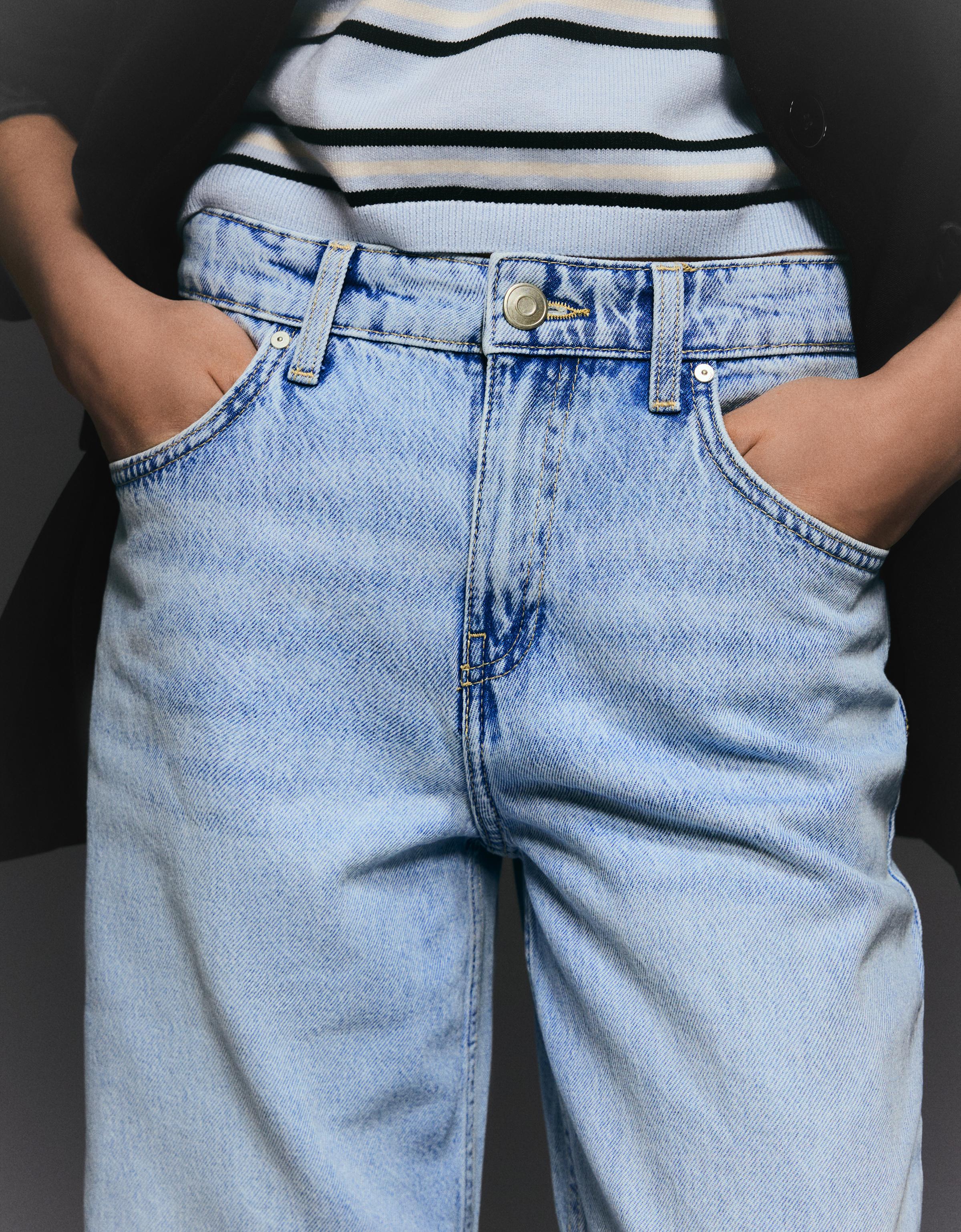 Yüksek bel straight fit geniş paça kıvrık paçalı jean - Görsel 40
