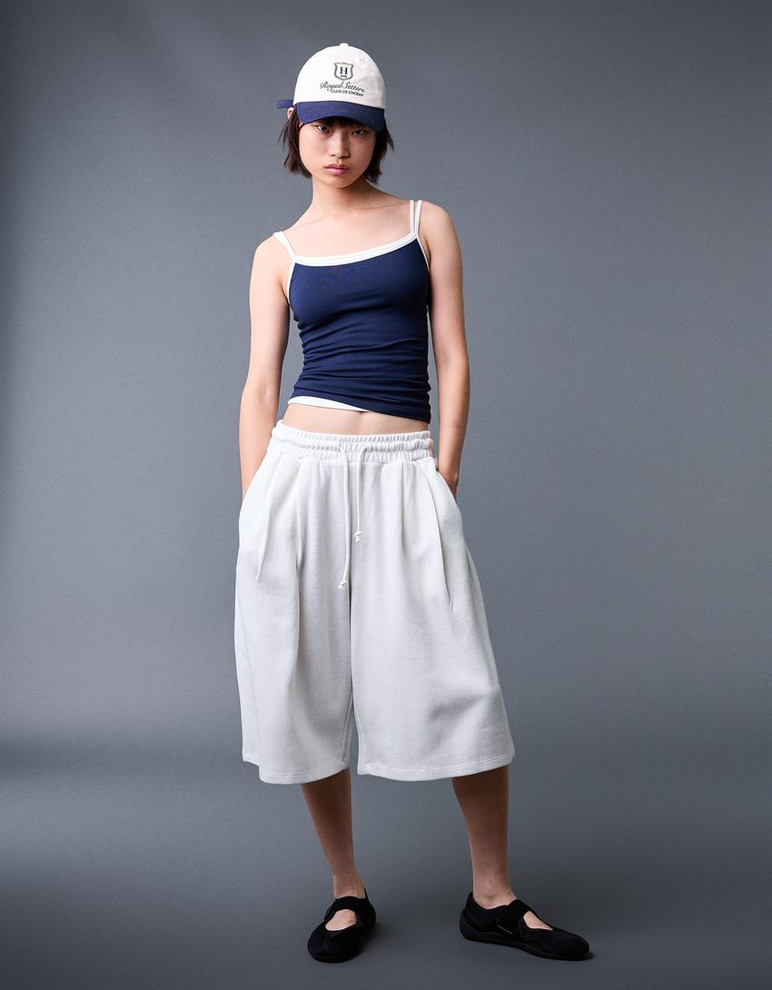 Top met bandjes-Marineblau-0