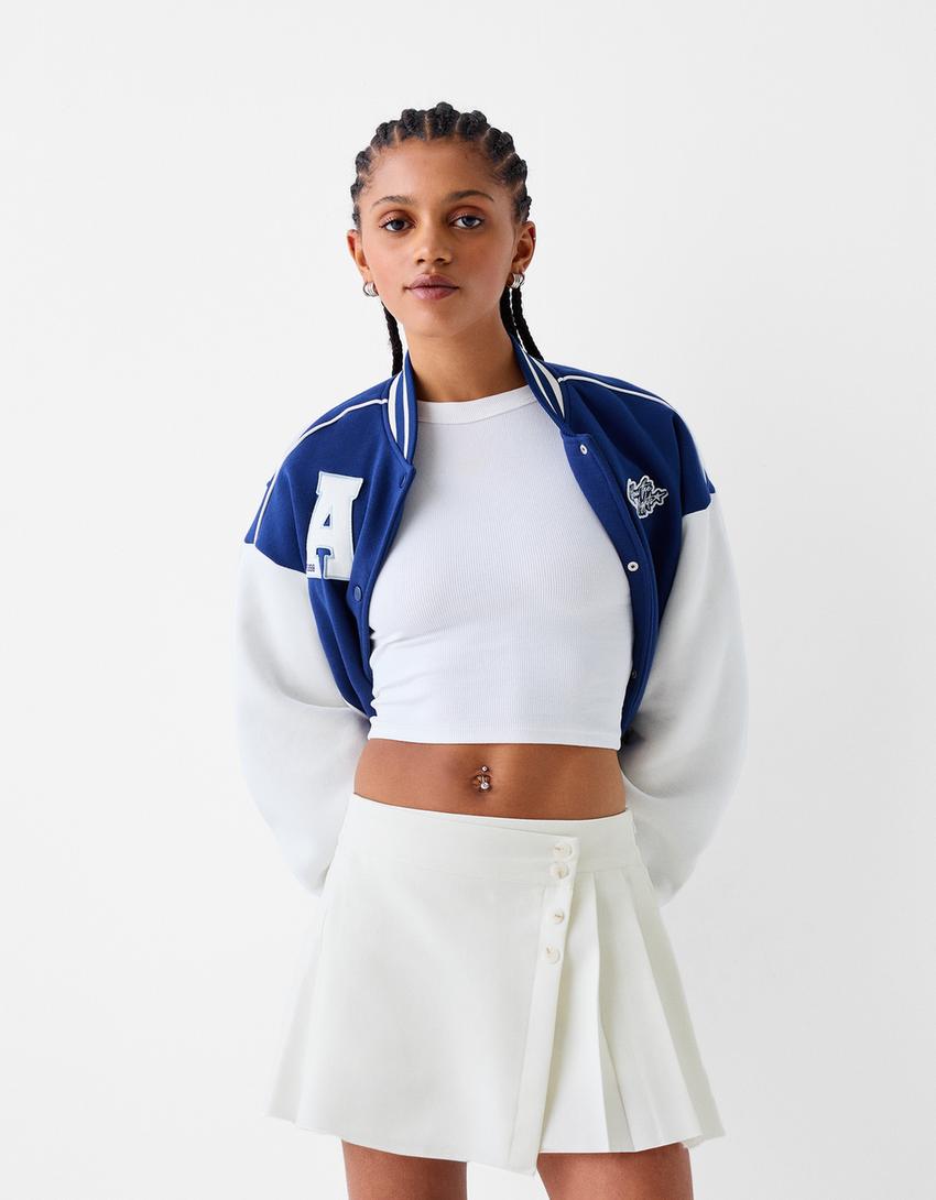 تنورة سكورت سارينغ بثنيات-أبيض مطفي-1