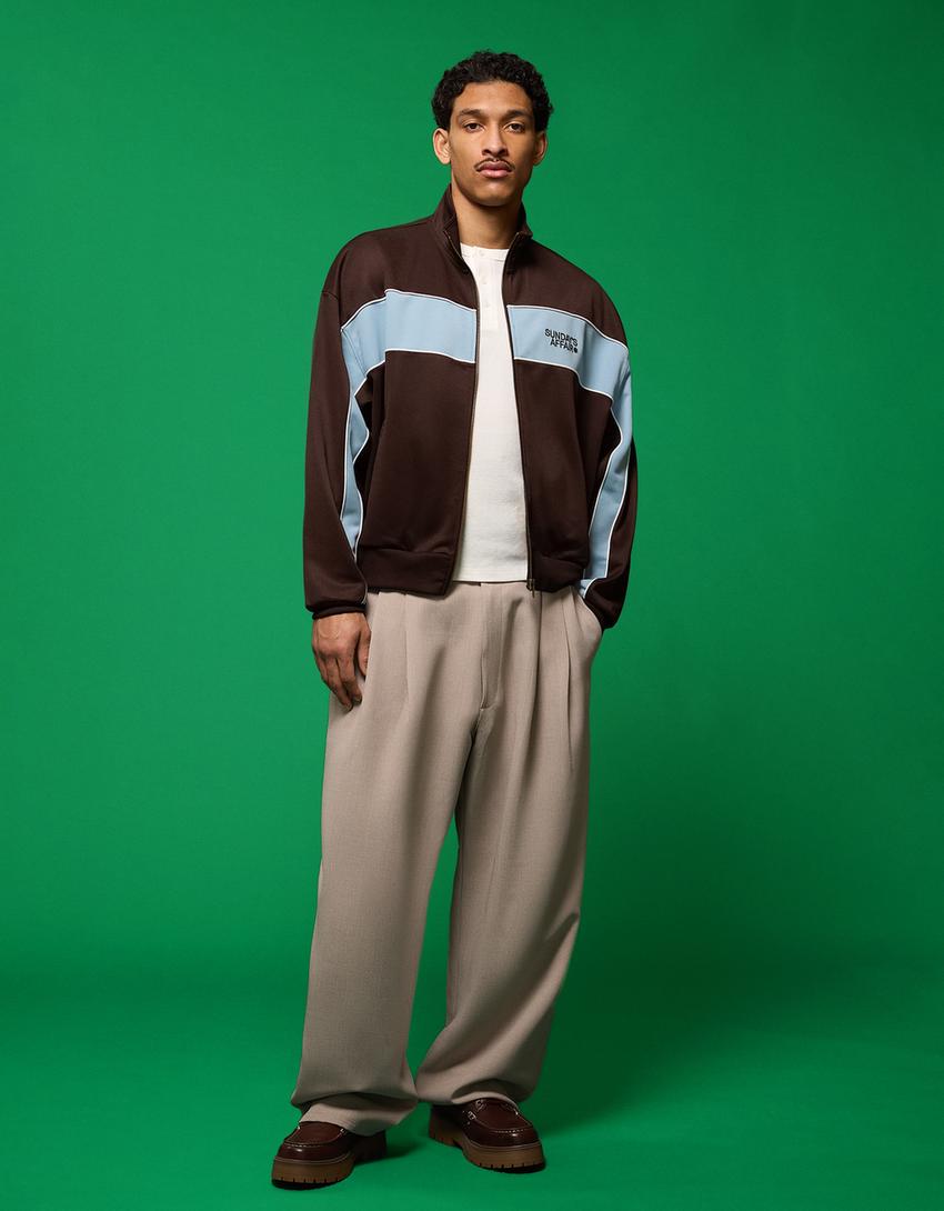 Printed Tech Jacket-Brown