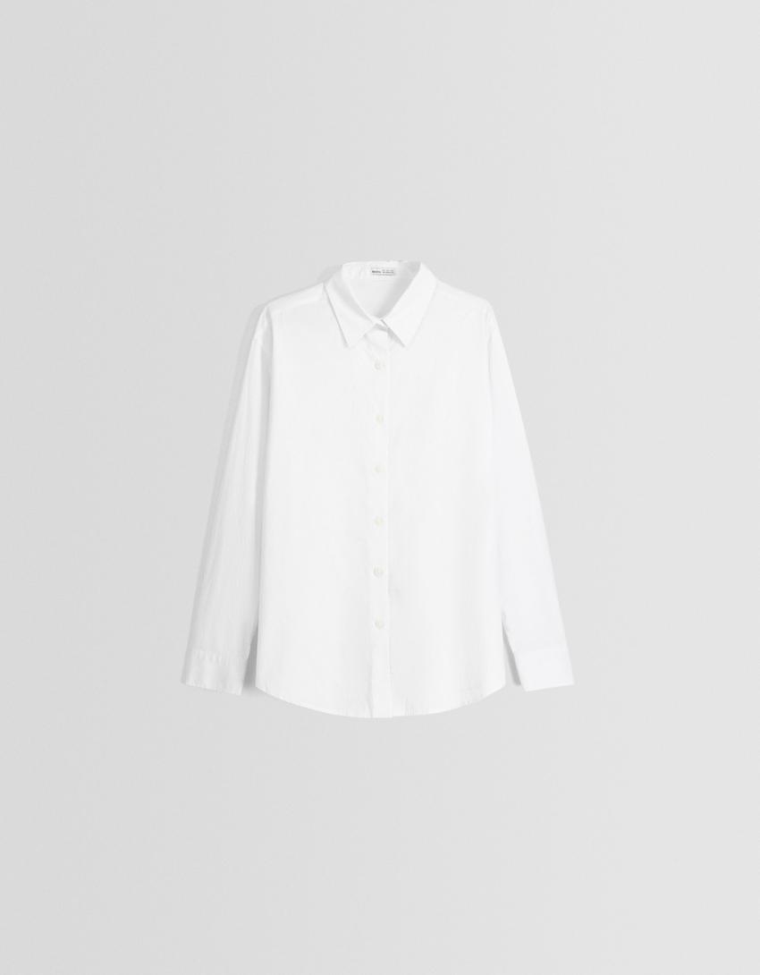 Long sleeve poplin shirt-White-4