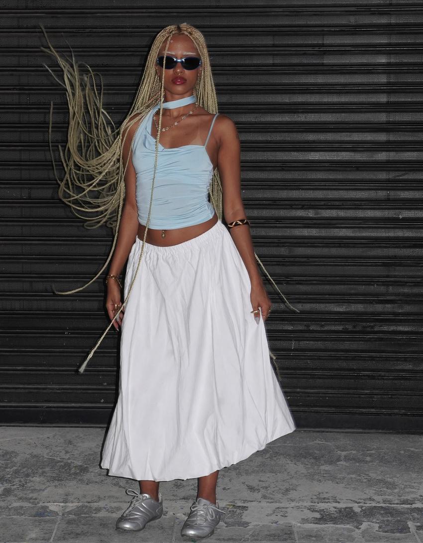 Asymmetric scarf top-Light blue
