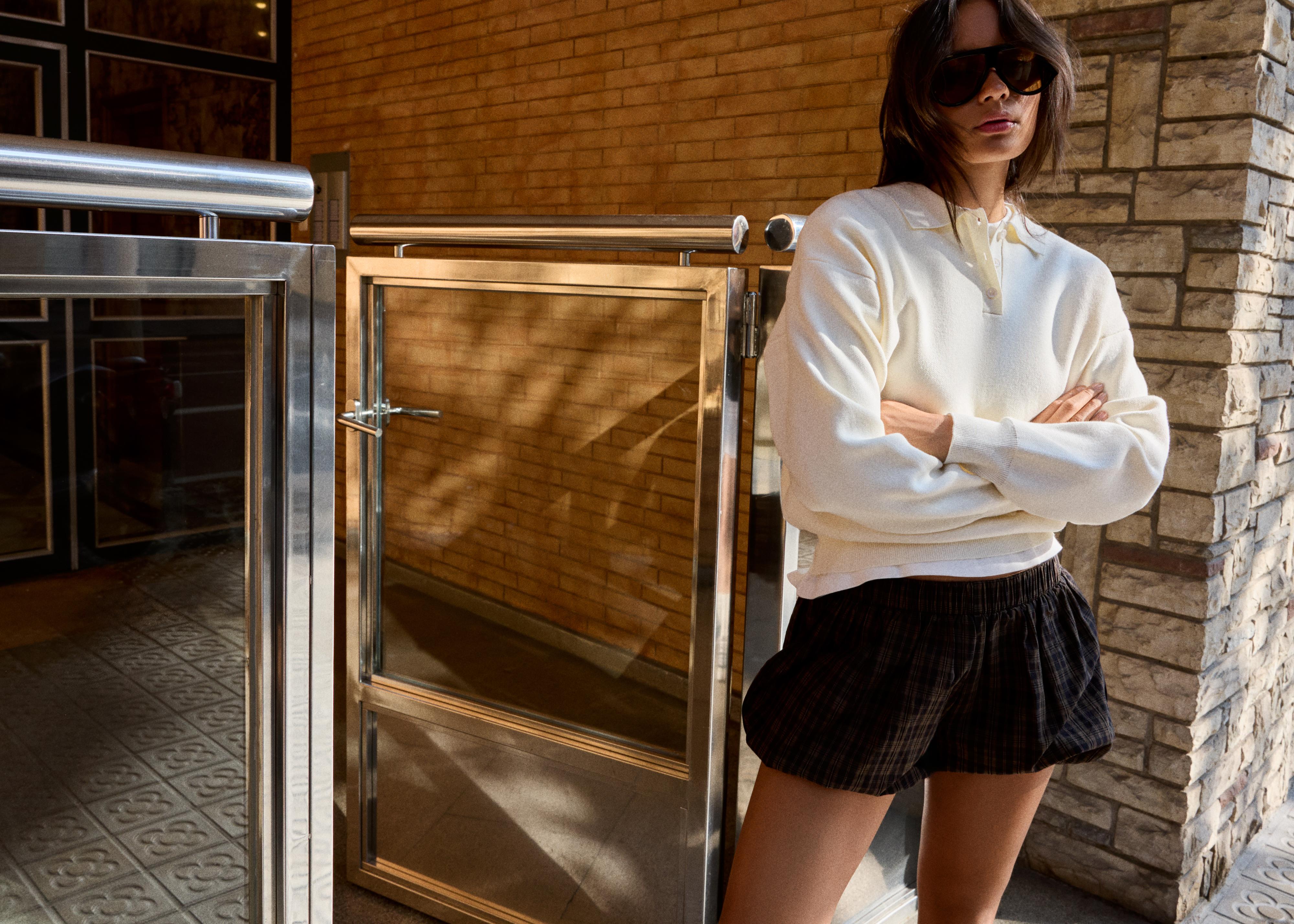 Oversize polo collar jumper — Cream