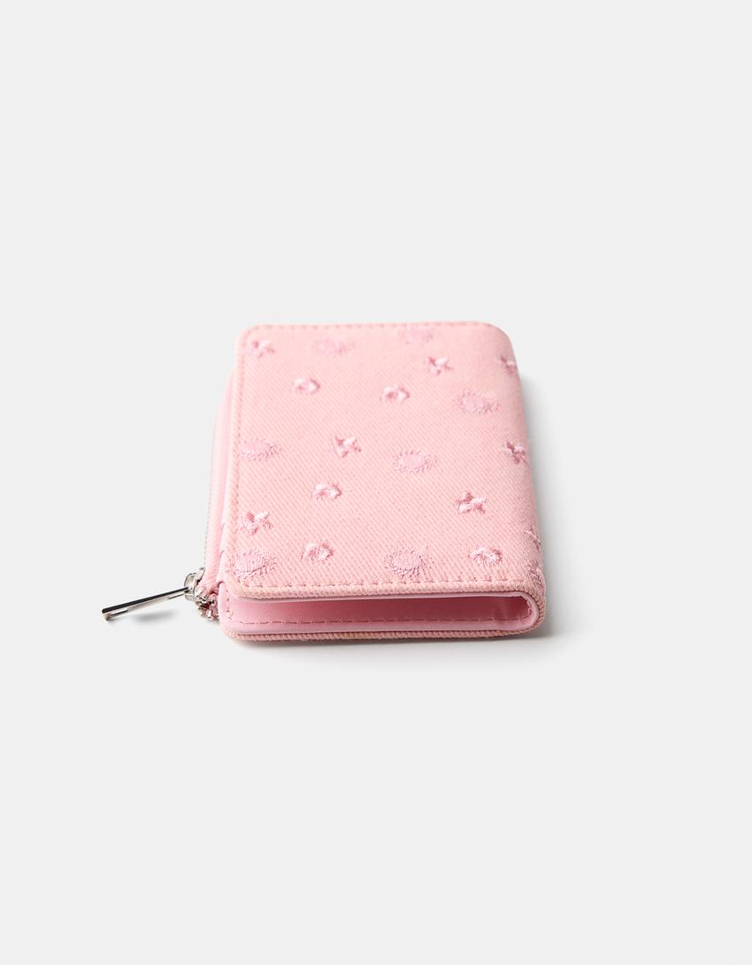 Embroidered purse-Pink-4